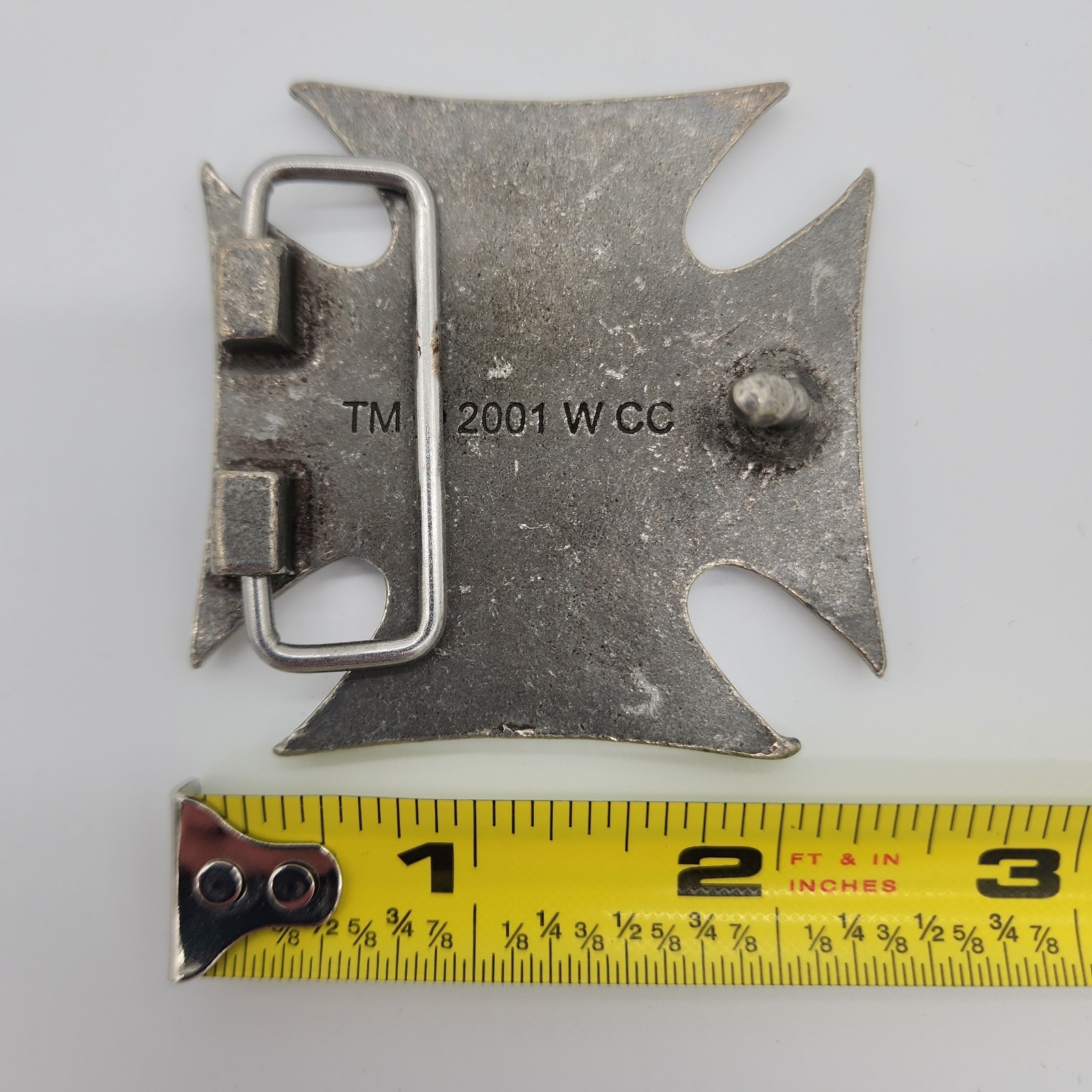 Vintage 2001 West Coast Choppers Iron Cross Belt Buckle WCC Biker Gear