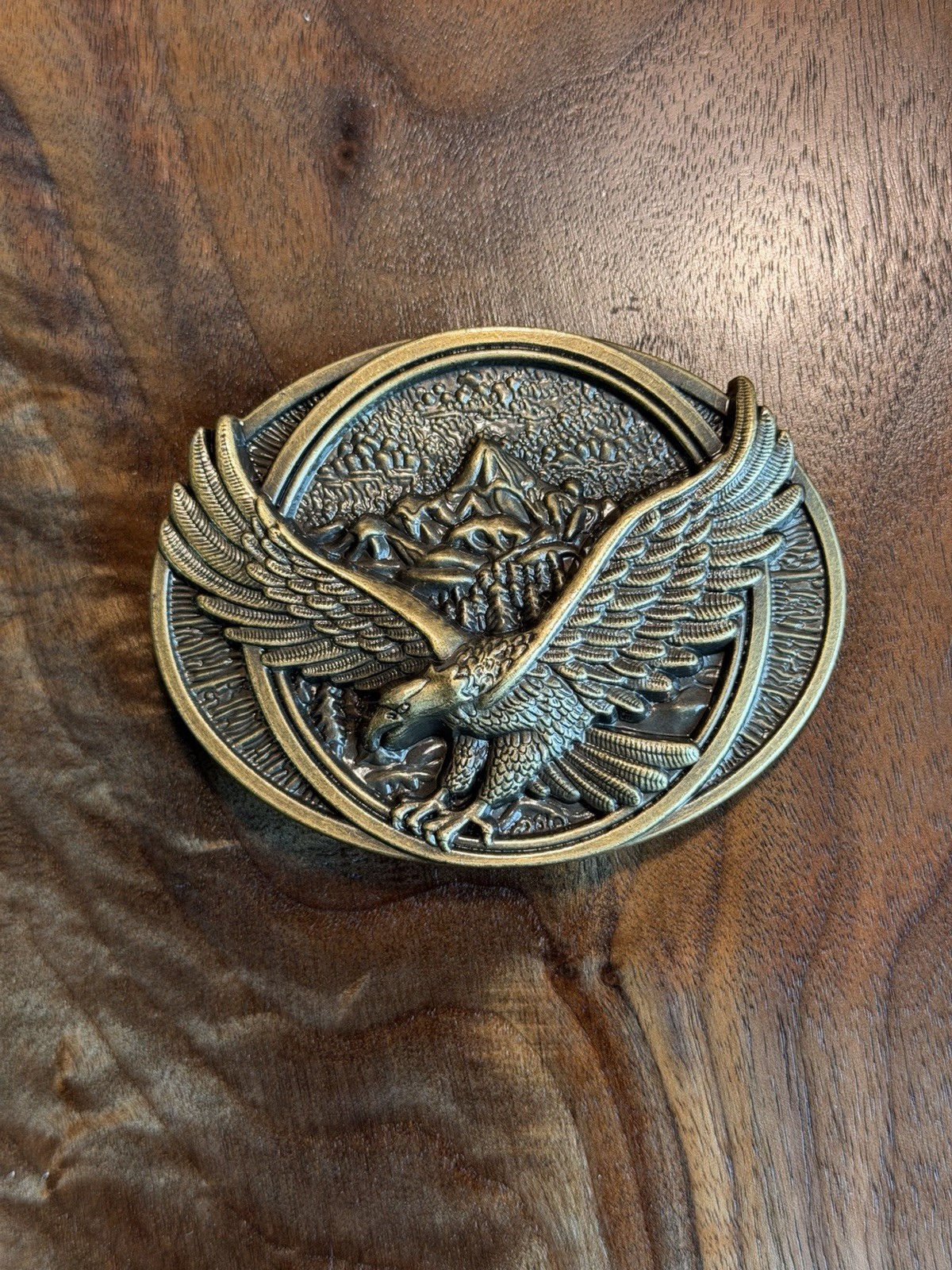 Men&rsquo;s American Eagle Belt Buckle USA Proud Antique Bronze Tone Fits 1.5&Prime; Belt
