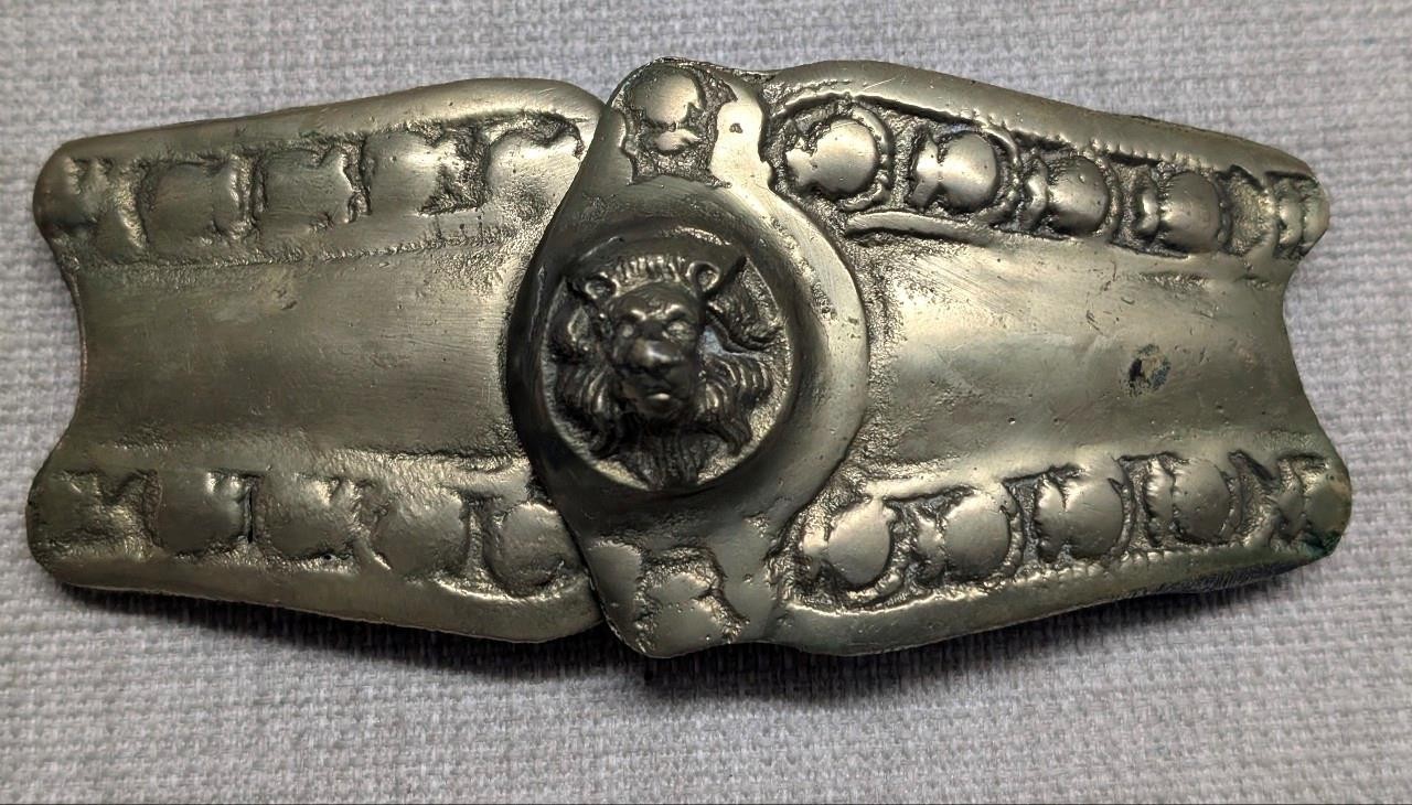 antique LION HEAD belt buckle MILITARY army BRASS vintage TURKISH ottoman BRONZE