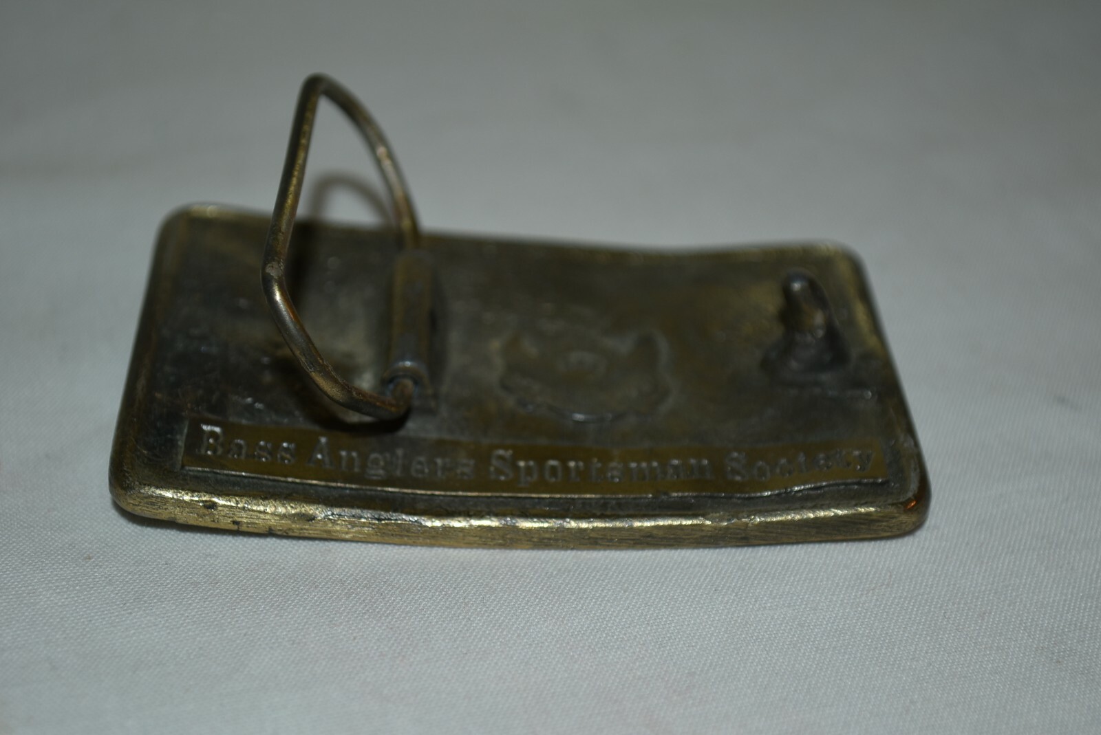 SOLID Brass Bass Anglers Sportsman Society BASS Jumping BELT BUCKLE EUC