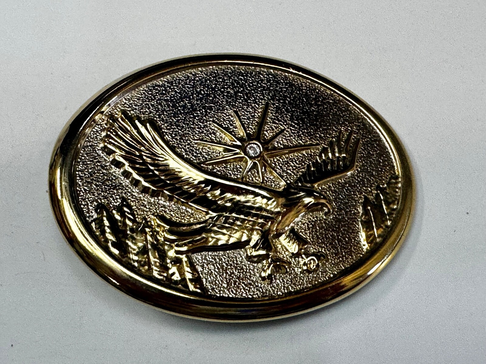 Eagle With Starburst USA Patriotic Belt Buckle Golden Western Bird Wings Cowboy