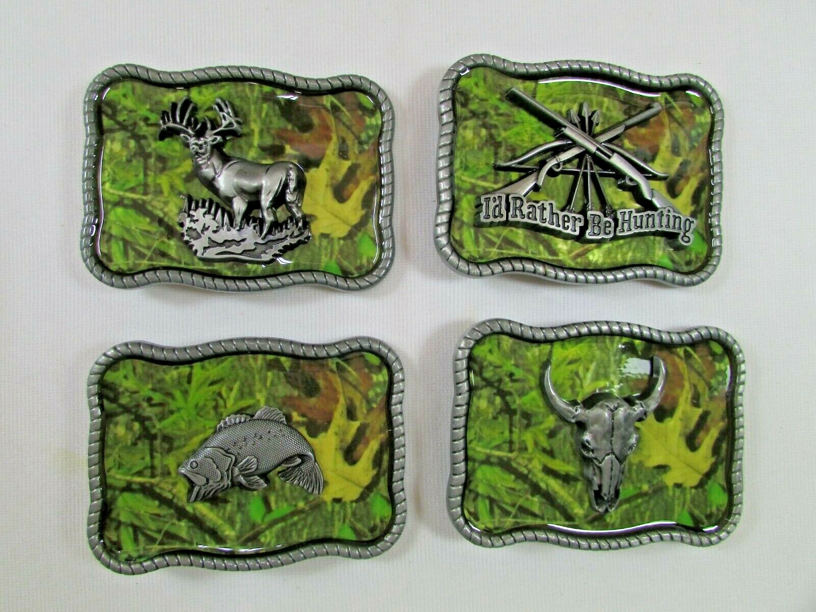 Mixed Lot of 4 Western Green Camo Belt Buckles New USA Seller