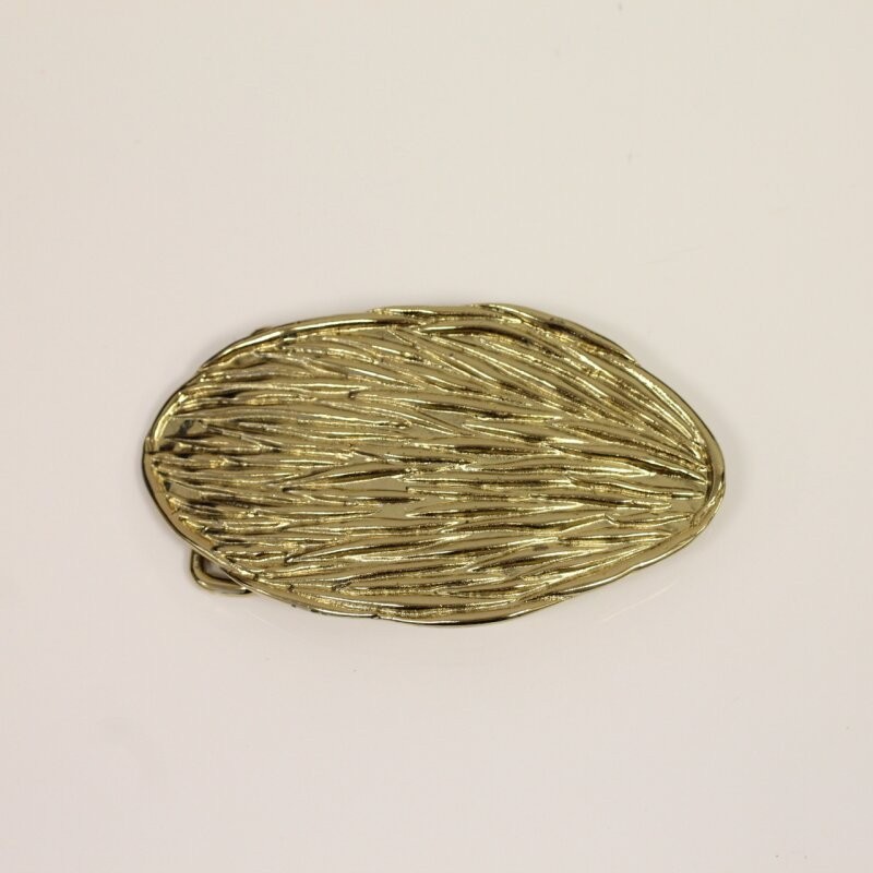 Gold Belt Buckle With Organic Texture Elegant Oval Belt Buckle