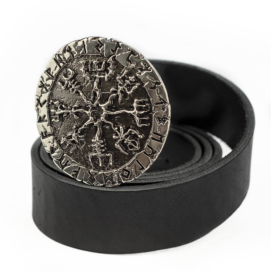 German silver belt buckle Vegvisir, Viking compass buckle, Scandinavian buckle