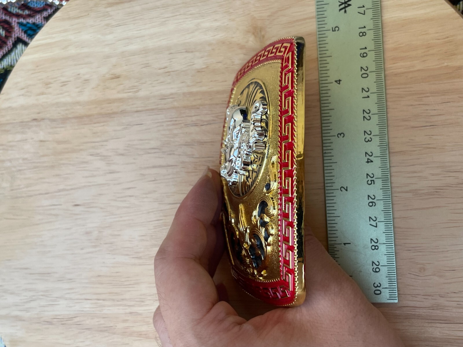 Western Buckle Gold Silver Red Horse Rider Cowboy Cloud Hebilla Vaquero Jinete