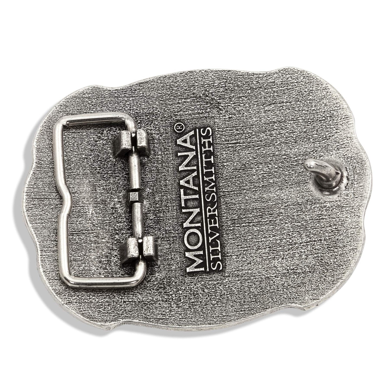 Officially Licensed John Deere Attitude Western Belt Buckle Scalloped Duo Silver