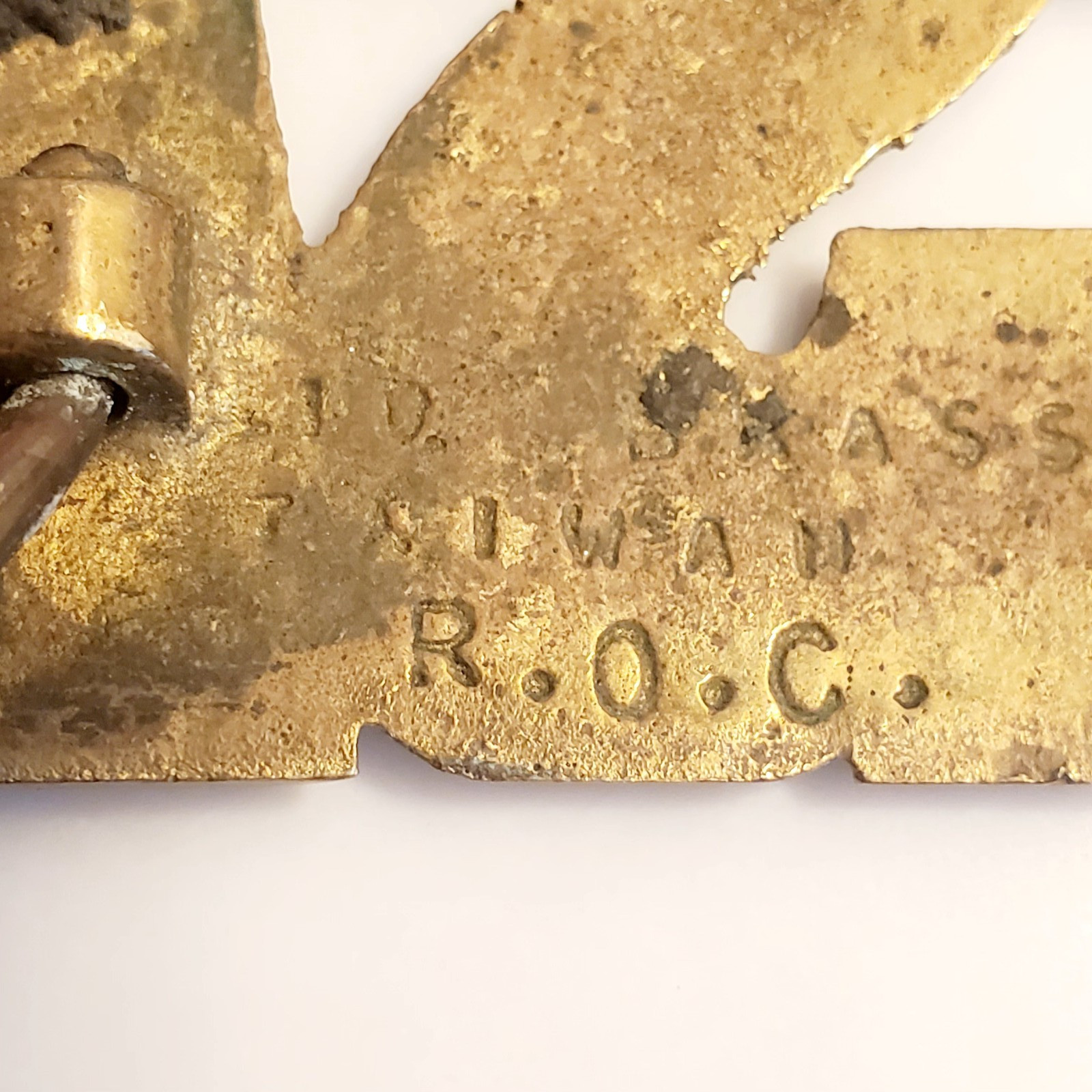 Vtg R.O.C. Solid Brass CSA Cut Out Letters Confederate Belt Buckle 865 Taiwan