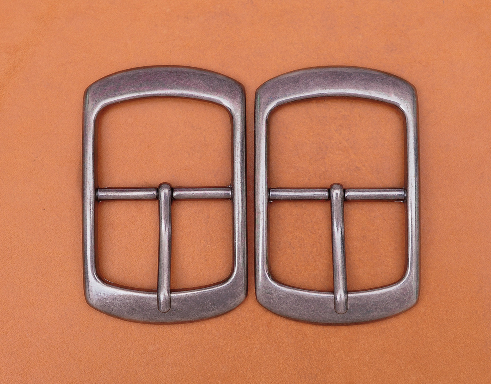 Solid Silver Center Bar Belt Buckle for Leather Belt Replacement Fit 40mm Strap