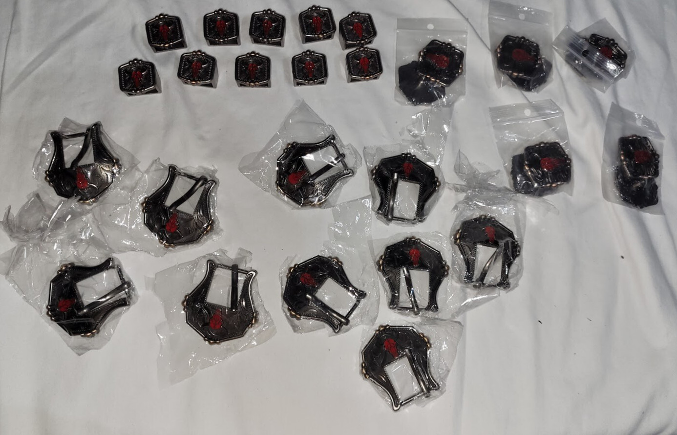30 PCS 3/4&Prime; Bull buckle and keeper with conchos belt making leather craft Texas