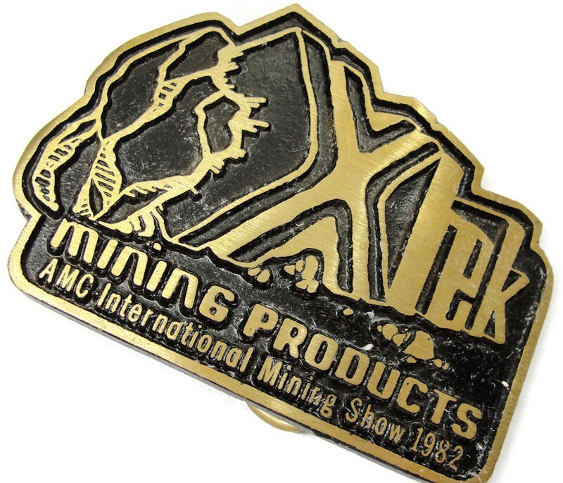 XTek Mining Products Belt Buckle DynaBuckle Limited Edition Solid Brass 1982