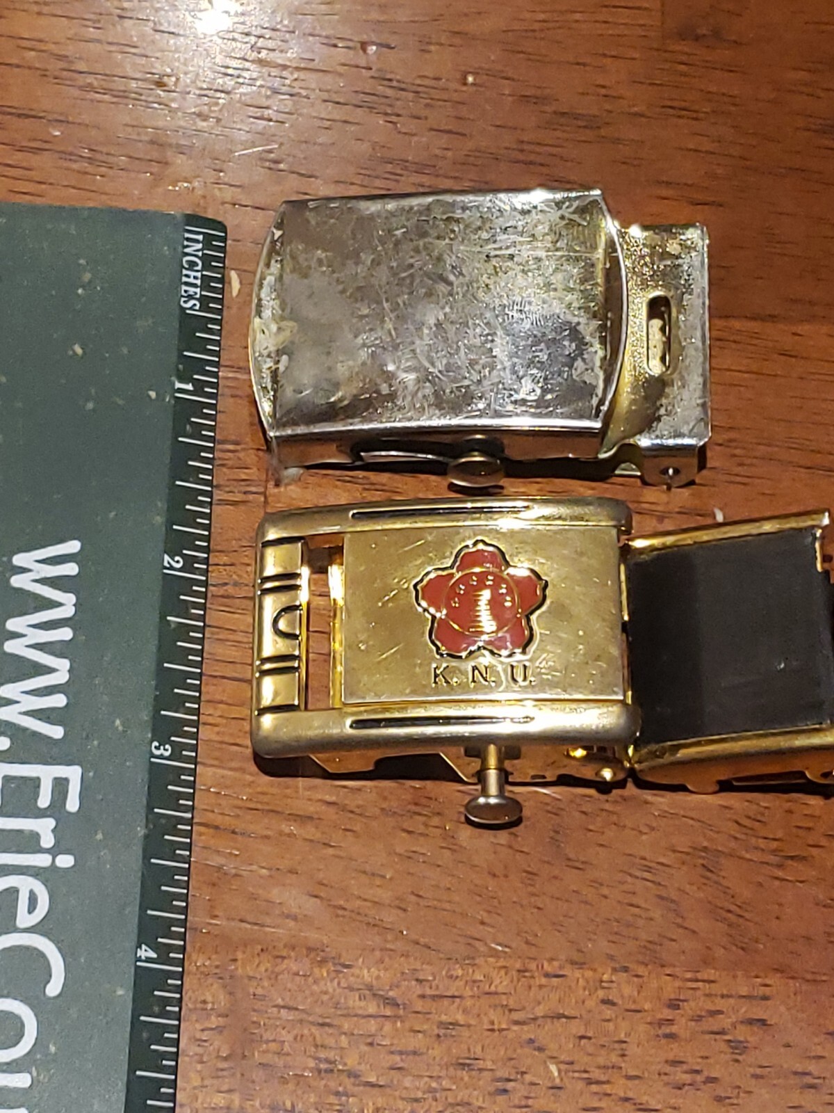 Belt Buckle Lot Asian Styled Brass Buckle & Silver Military Style