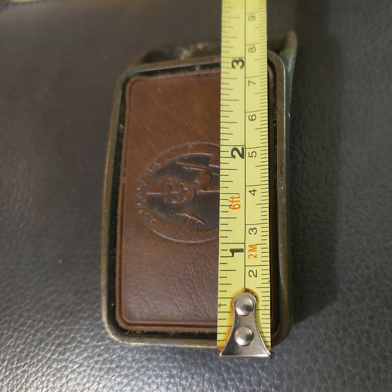 Follow me to Tennessee Brown Patch Leather Metal Belt Buckle Vintage Stamped