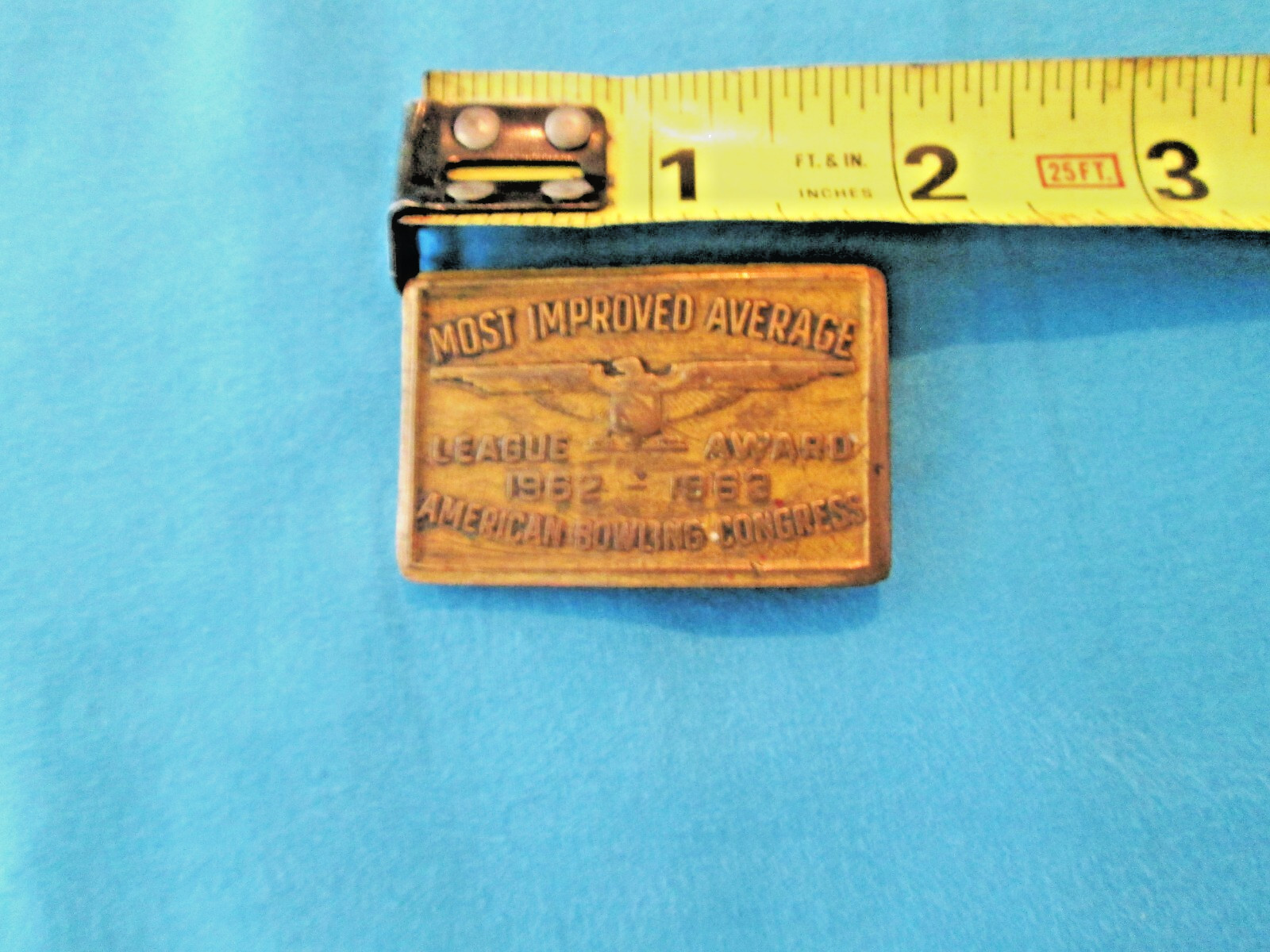 1962-1963 Most Improved Average Belt Buckle ABC League Award Gold Bronze Color