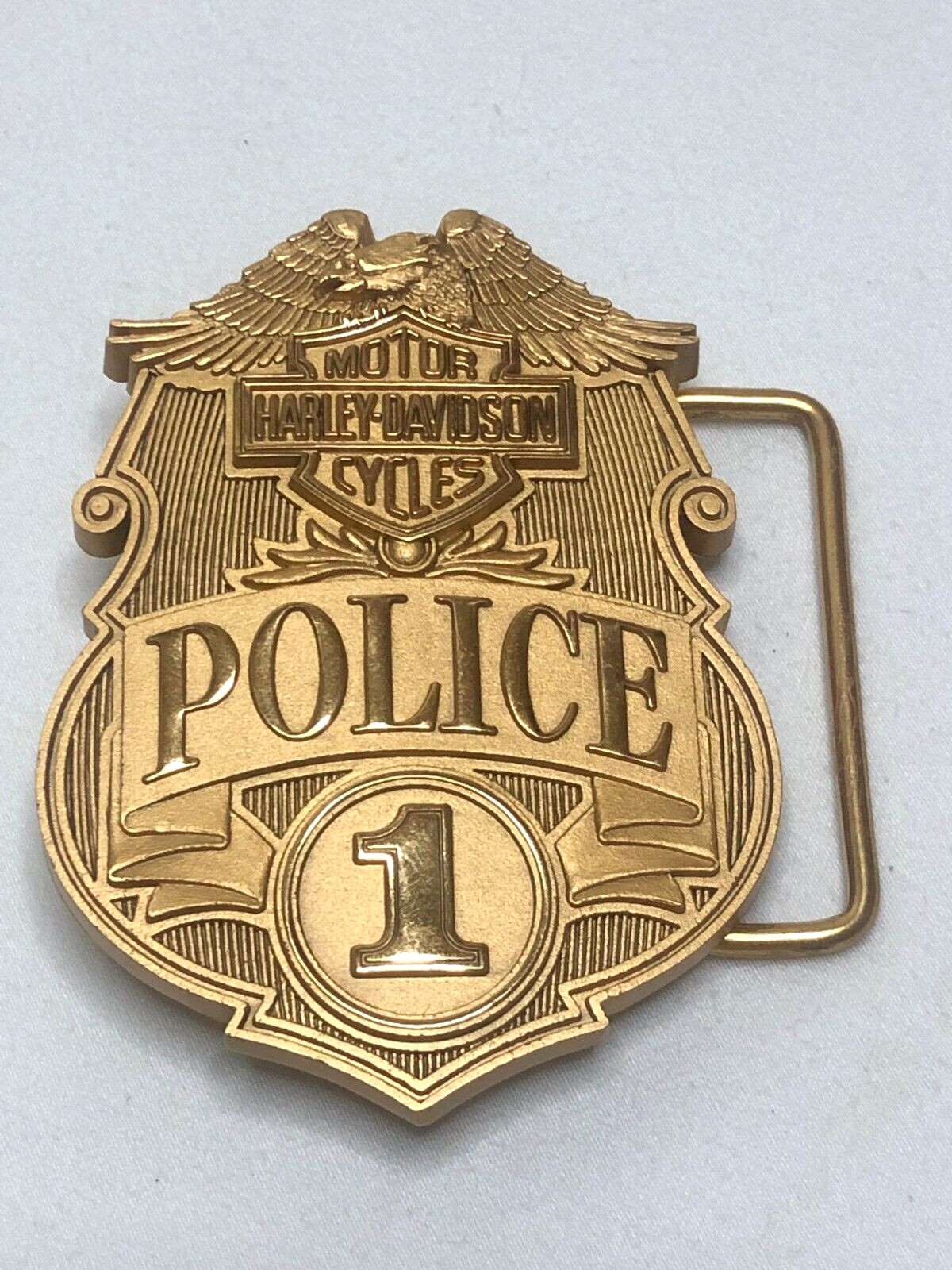 NIB Harley-Davidson 1988 Jostens Police Badge Gold Belt Buckle # 98460-88VG