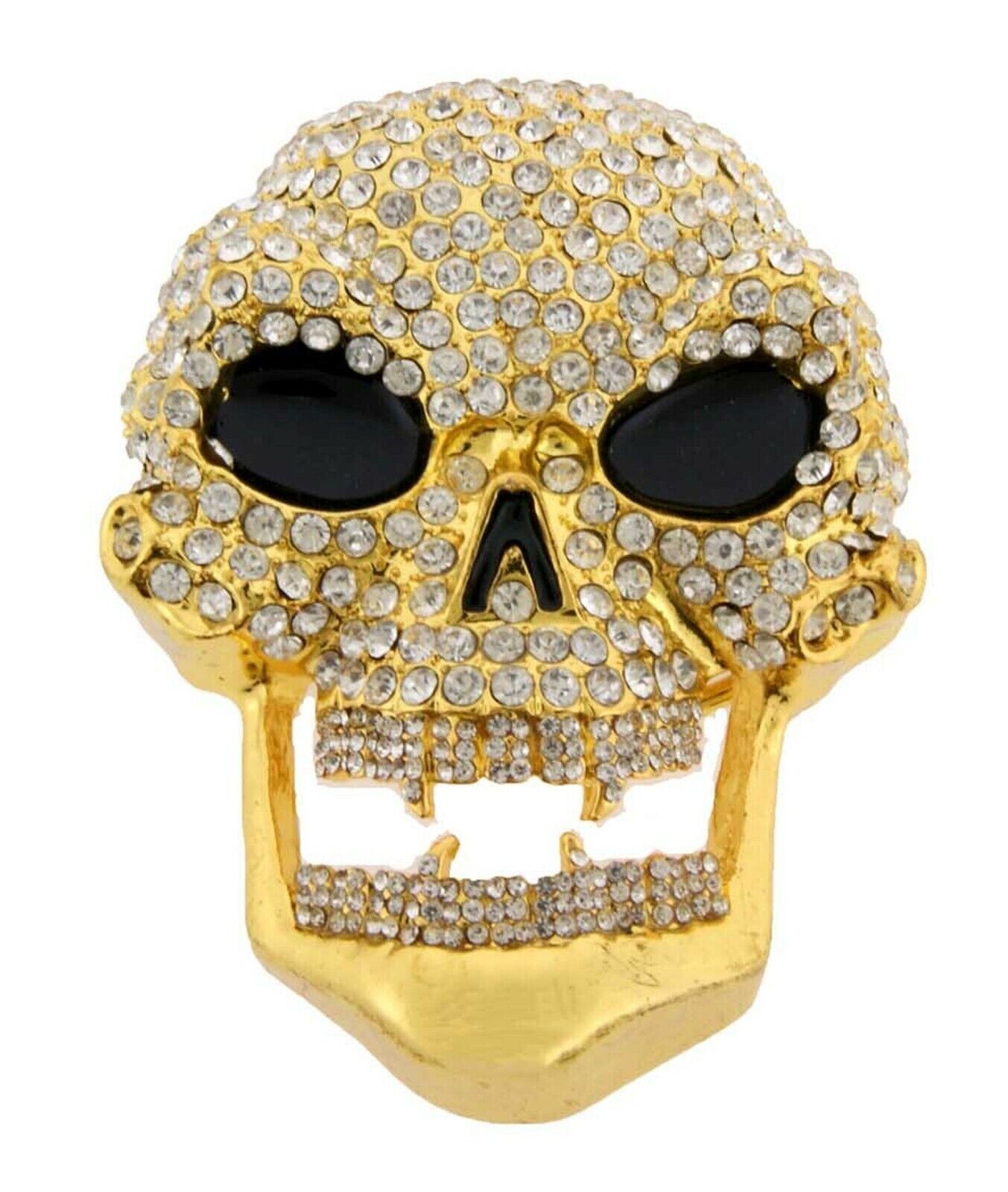 Skull Belt Buckles Men Women Full Rhinestones Skeleton Vintage Gold Metal Pirate