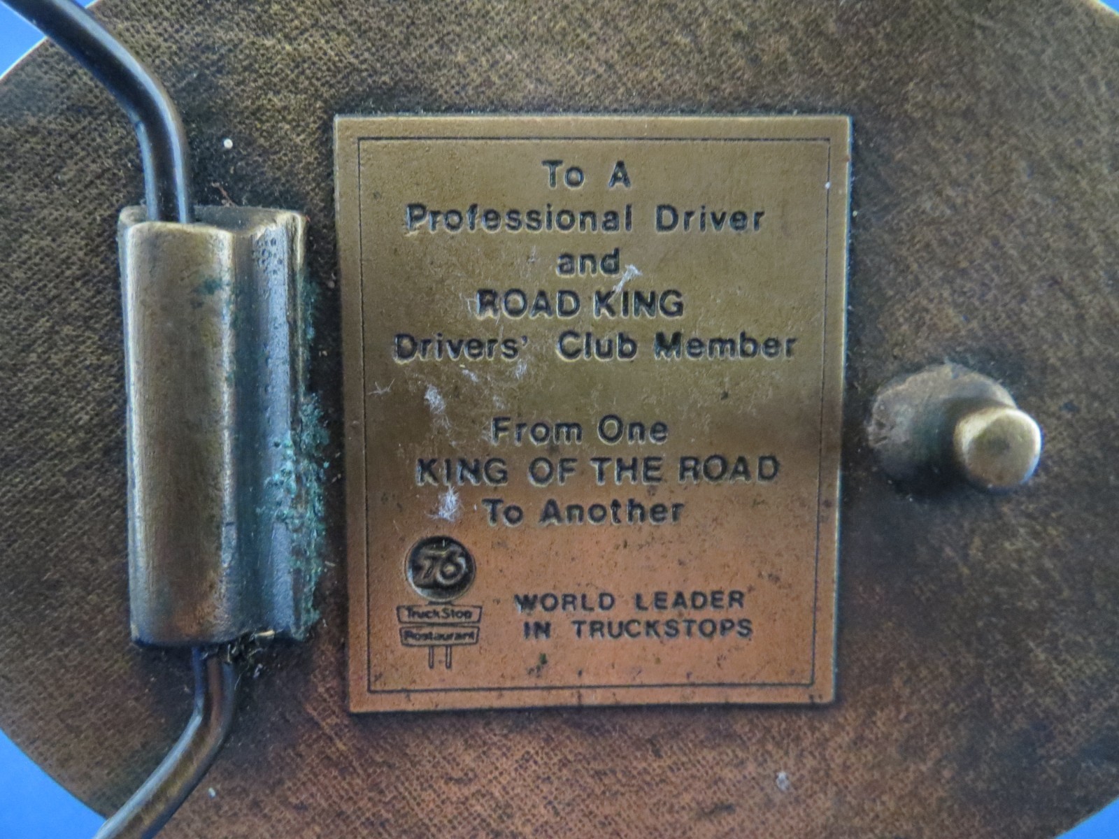 Vintage Brass Road King Lion Head 76 Drivers Club Member Belt Buckle