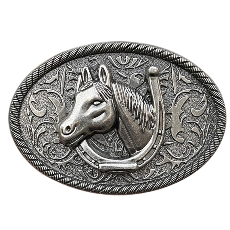 Secure Locking Horse Head Design Belt Buckle Metal Practical Travel Buckle