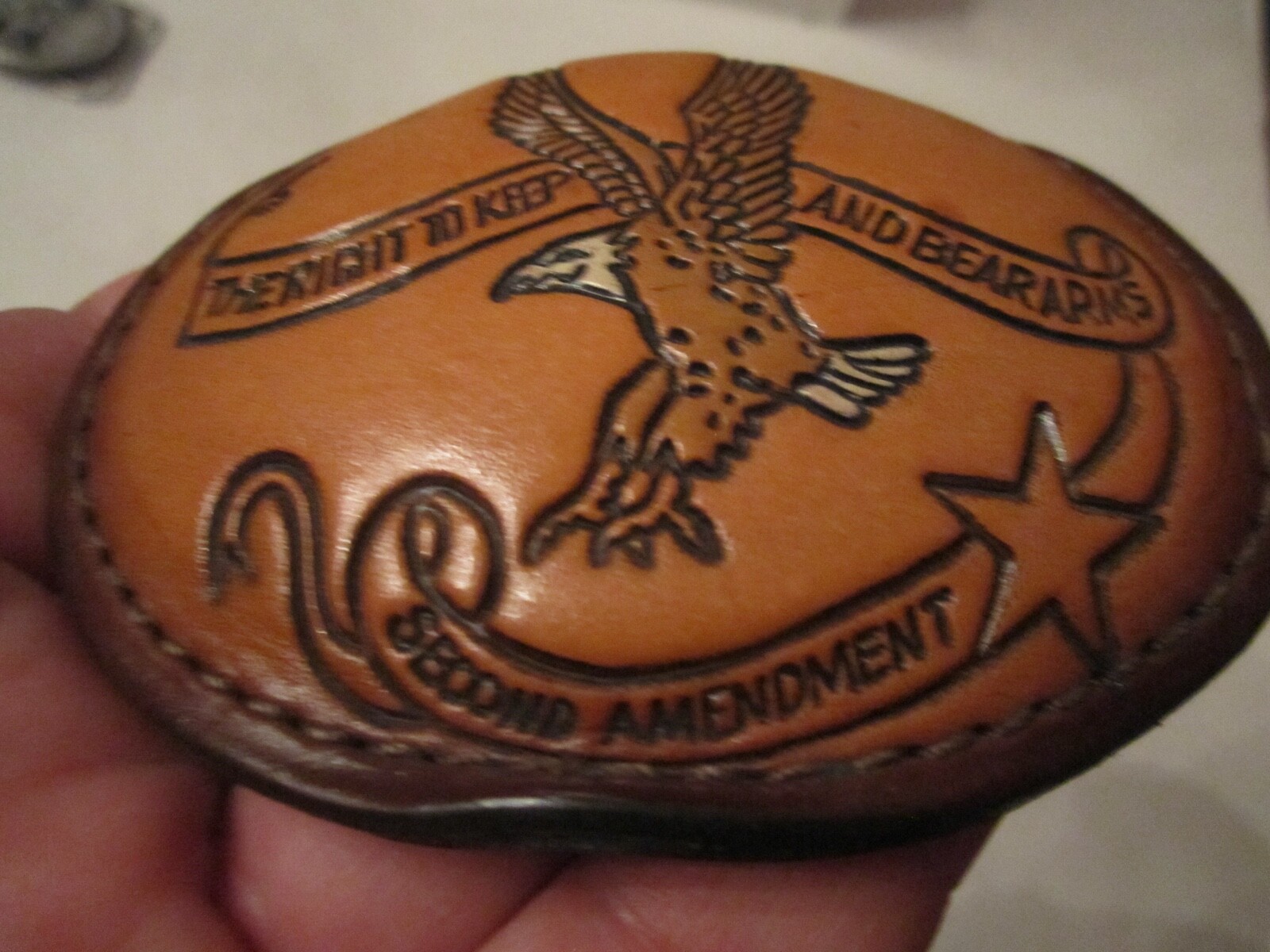 THE RIGHT TO KEEP AND BEAR ARMS BELT BUCKLE – LEATHER — GW-13
