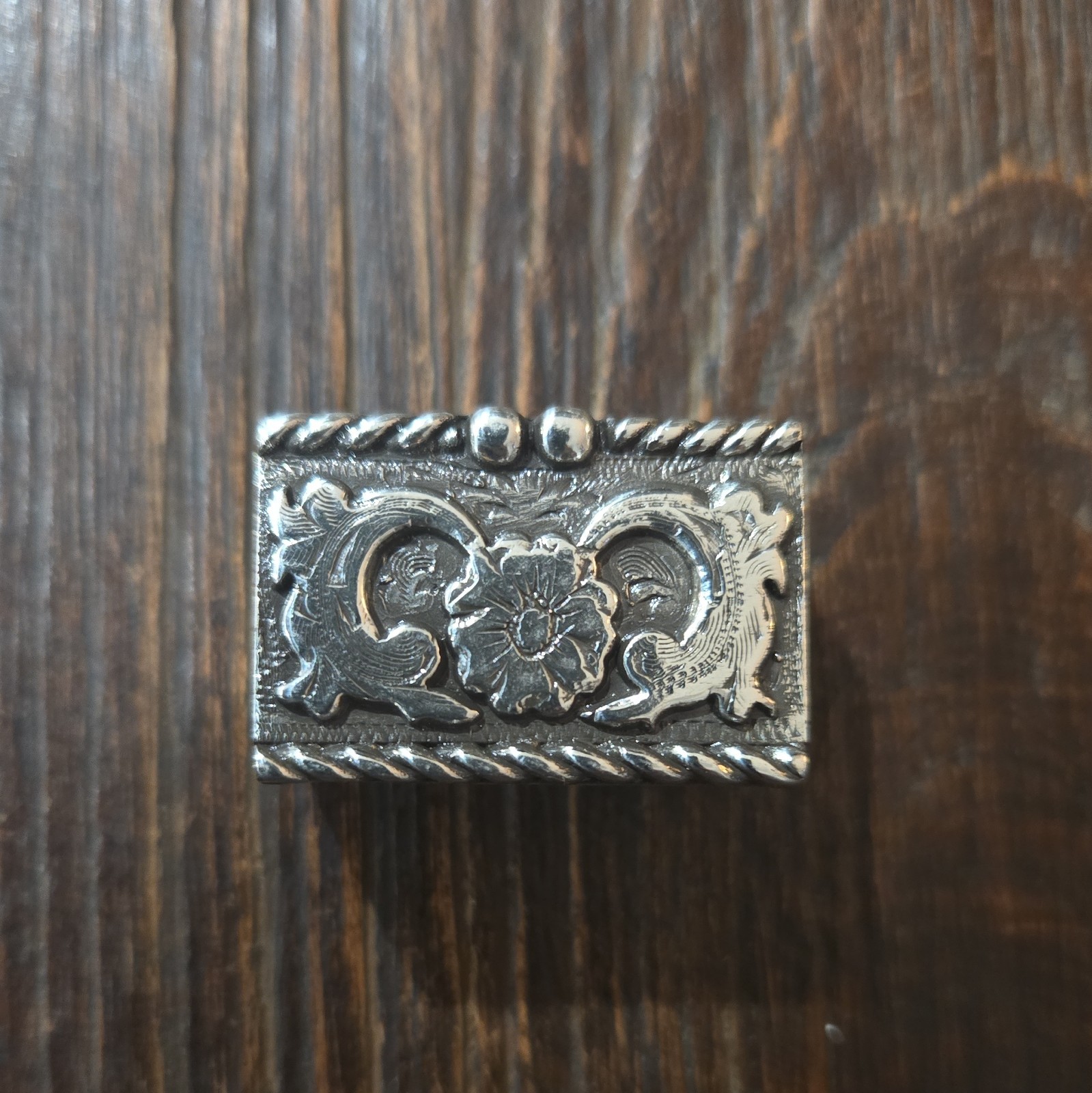 Western Floral Engraved Silver Metal Belt Buckle Set Fits 1 in Belt