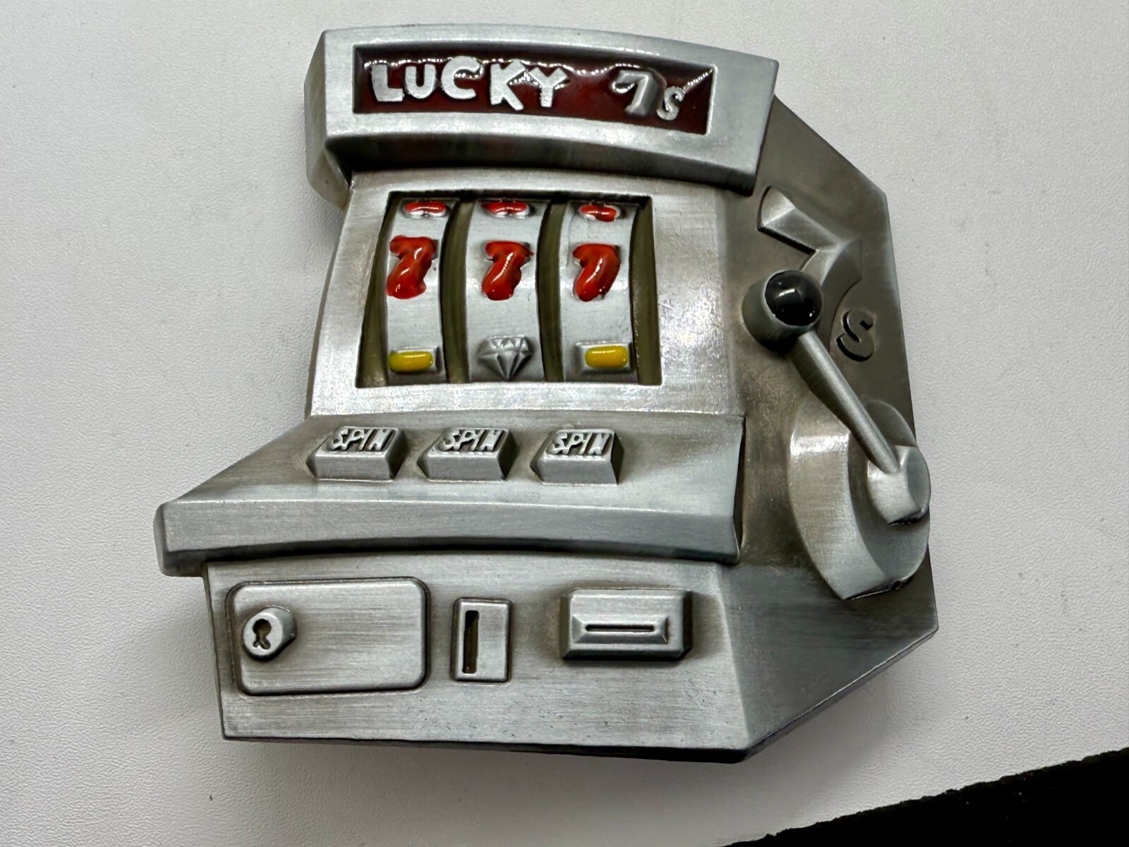 Jackpot Lucky Seven&rsquo;s Vegas Style Slot Machine Figural Gambling Belt Buckle