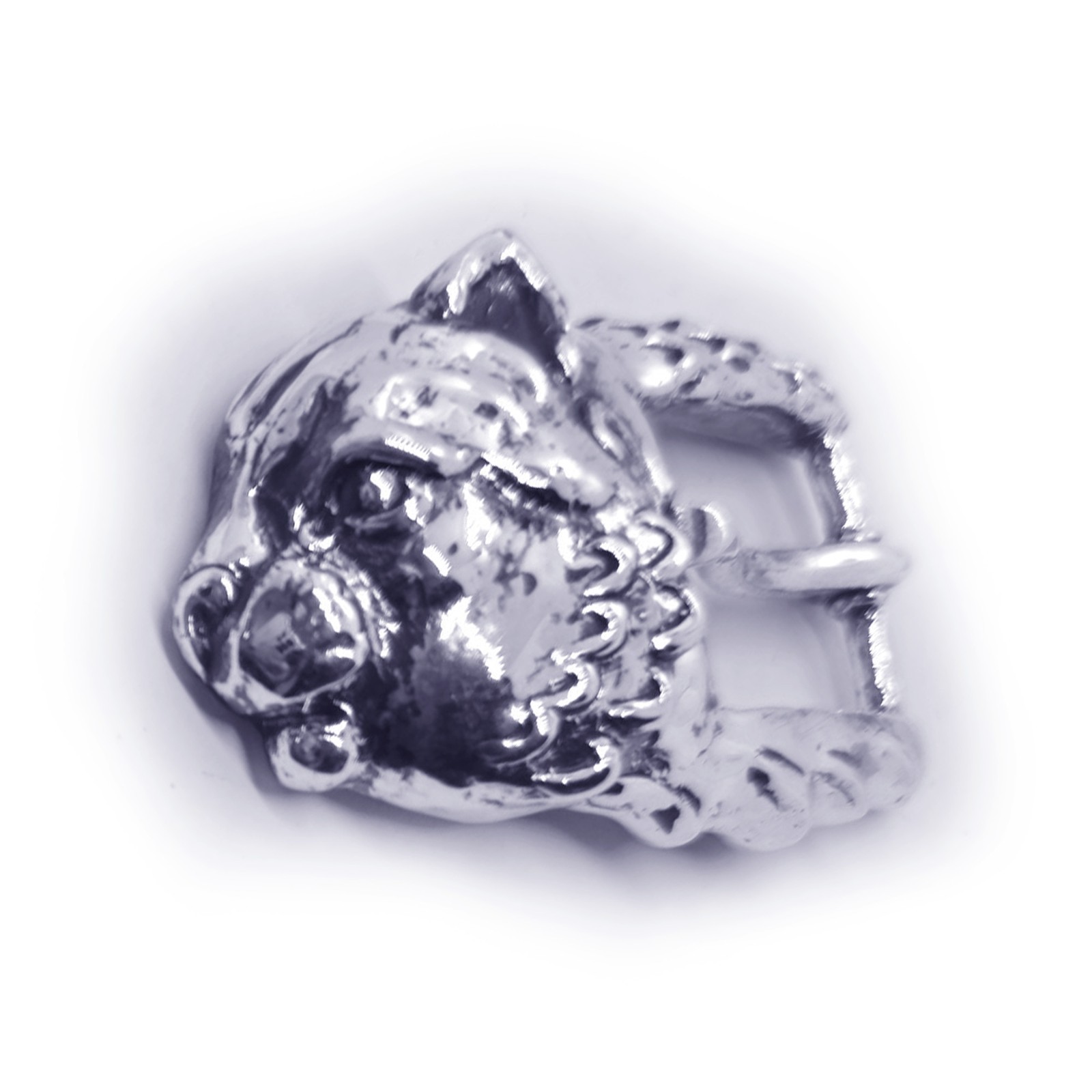 Cat Head Sterling Silver Belt Buckle