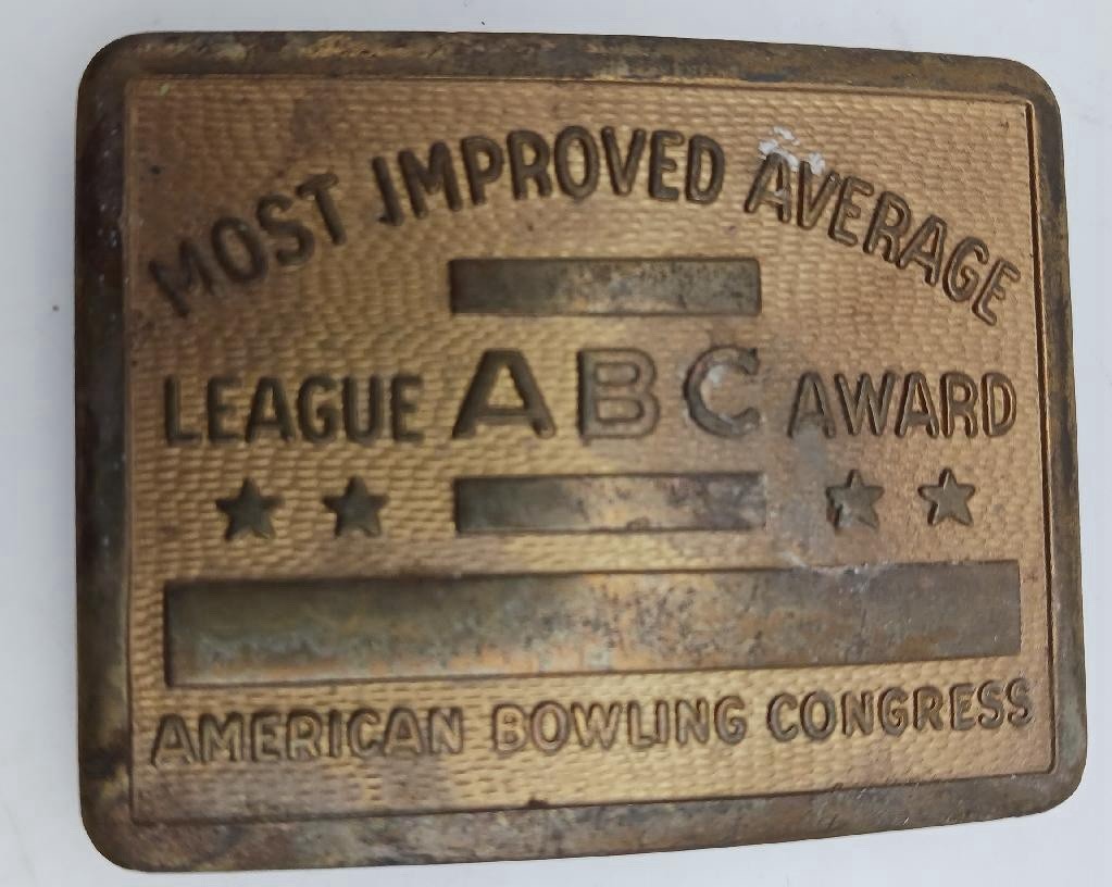 Vintage Belt Buckle American Bowling Congress Most Improved Average League Award