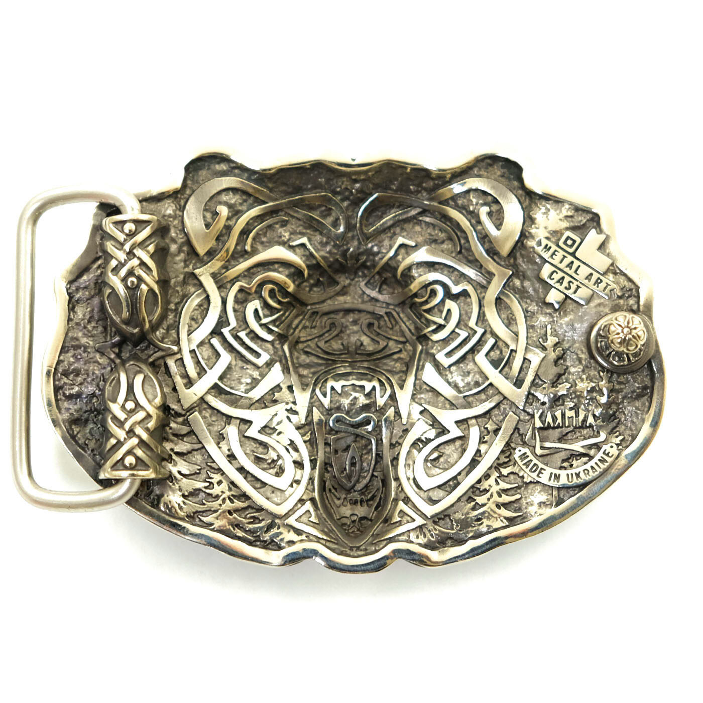 German silver Belt buckle Grizzly Bear, Animal belt buckle, Brown bear buckle