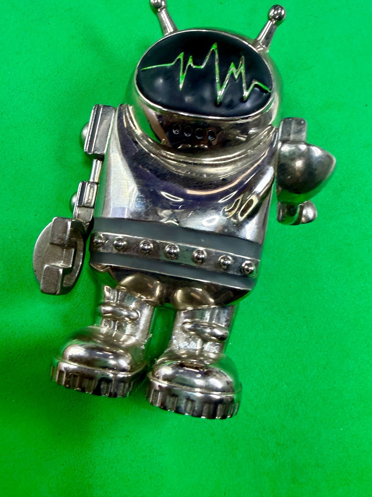 Outer Space Suit Alien Astronaut Chrome Figural Moving Arms Toy Like Belt Buckle