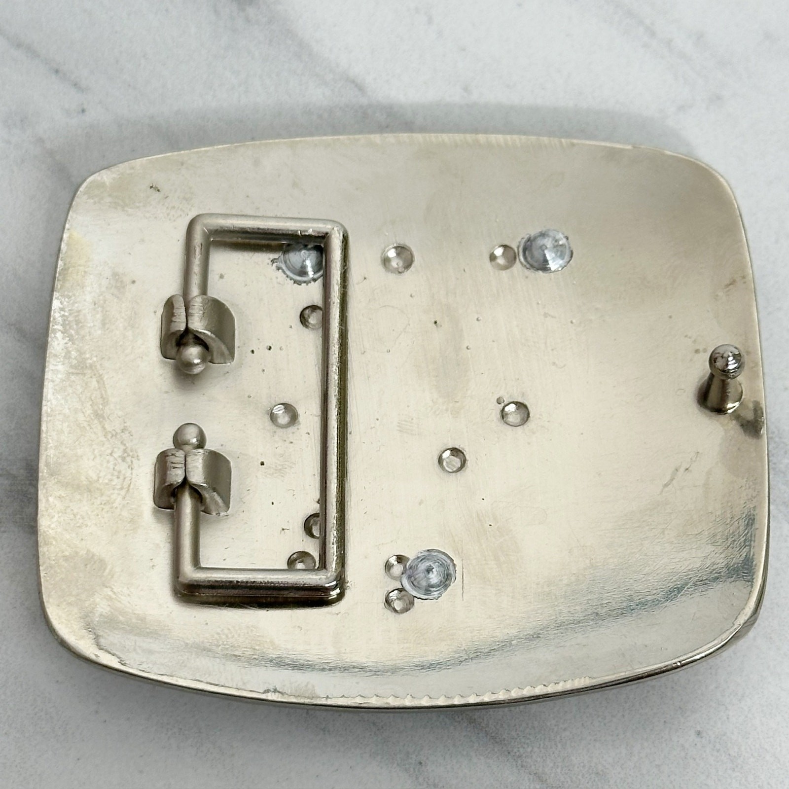 Rhinestone Letter P Monogram Belt Buckle Silver Tone Initial