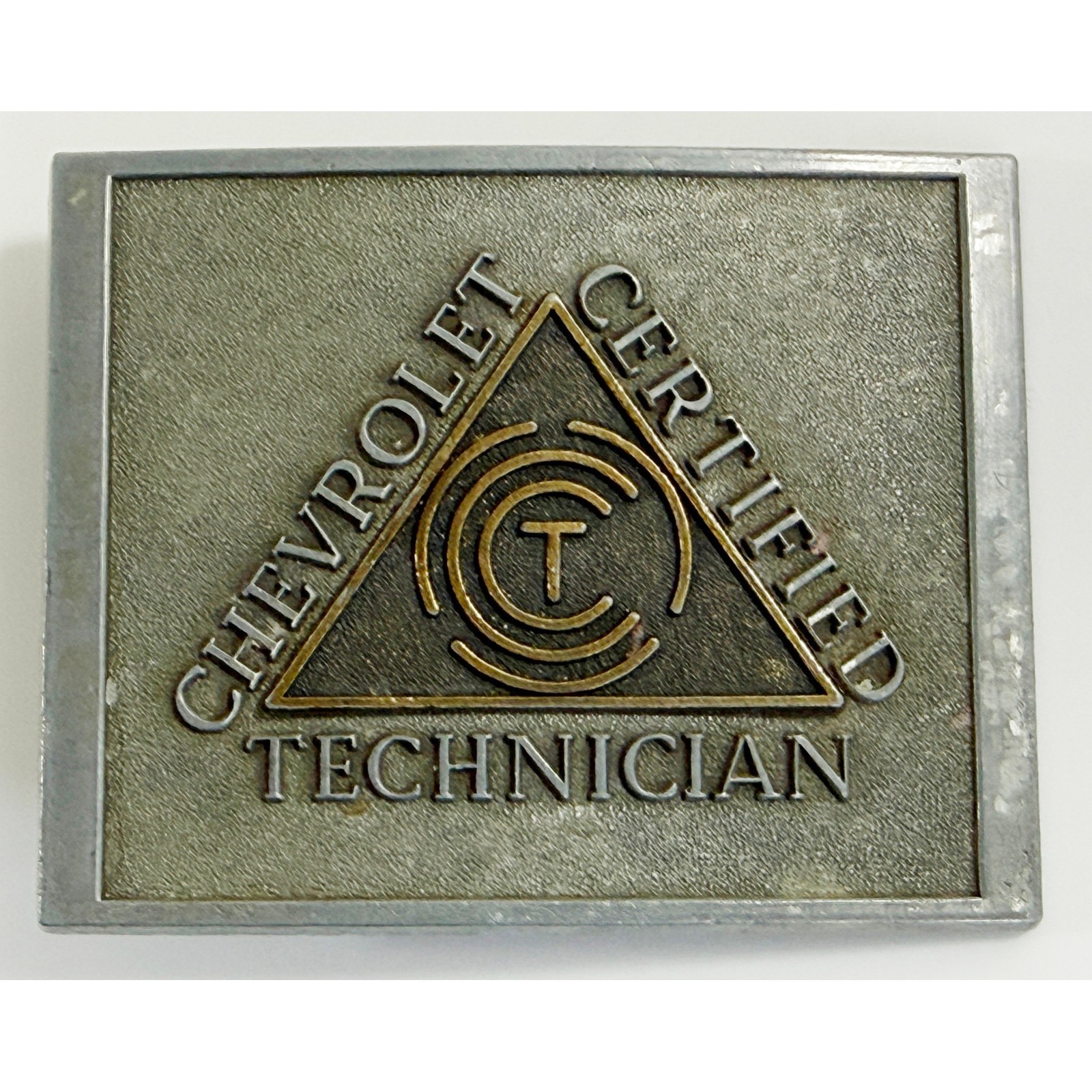 R.J. Roberts Belt Buckle Mens Silver Chevrolet Certified Technician Vintage