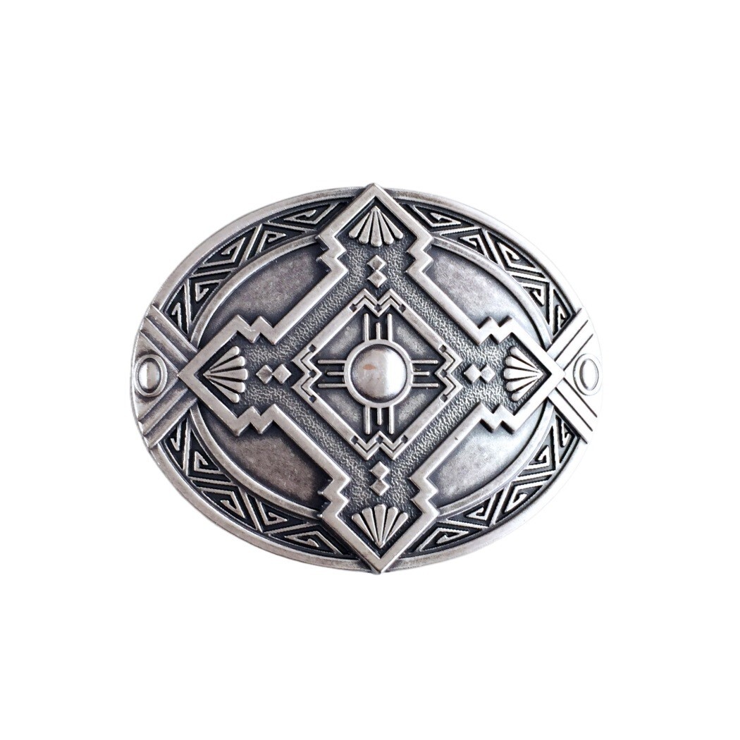 Vintage Silver Plated Oval Cross Celtic Knot Southwest Belt Buckle Boucle