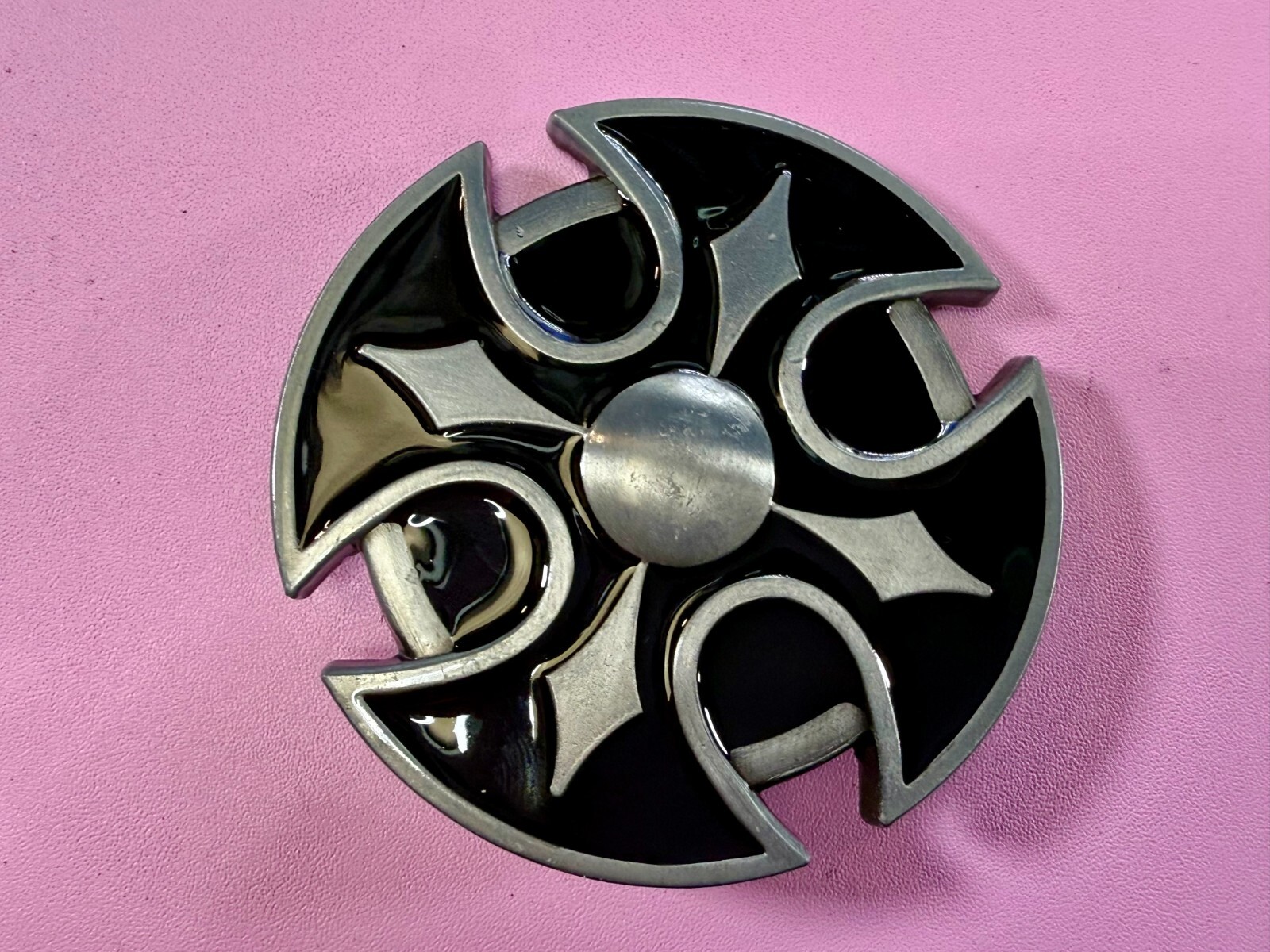 Maltese Celtic Iron Cross Religious Black Enamel Cutout Gothic Punk Belt Buckle