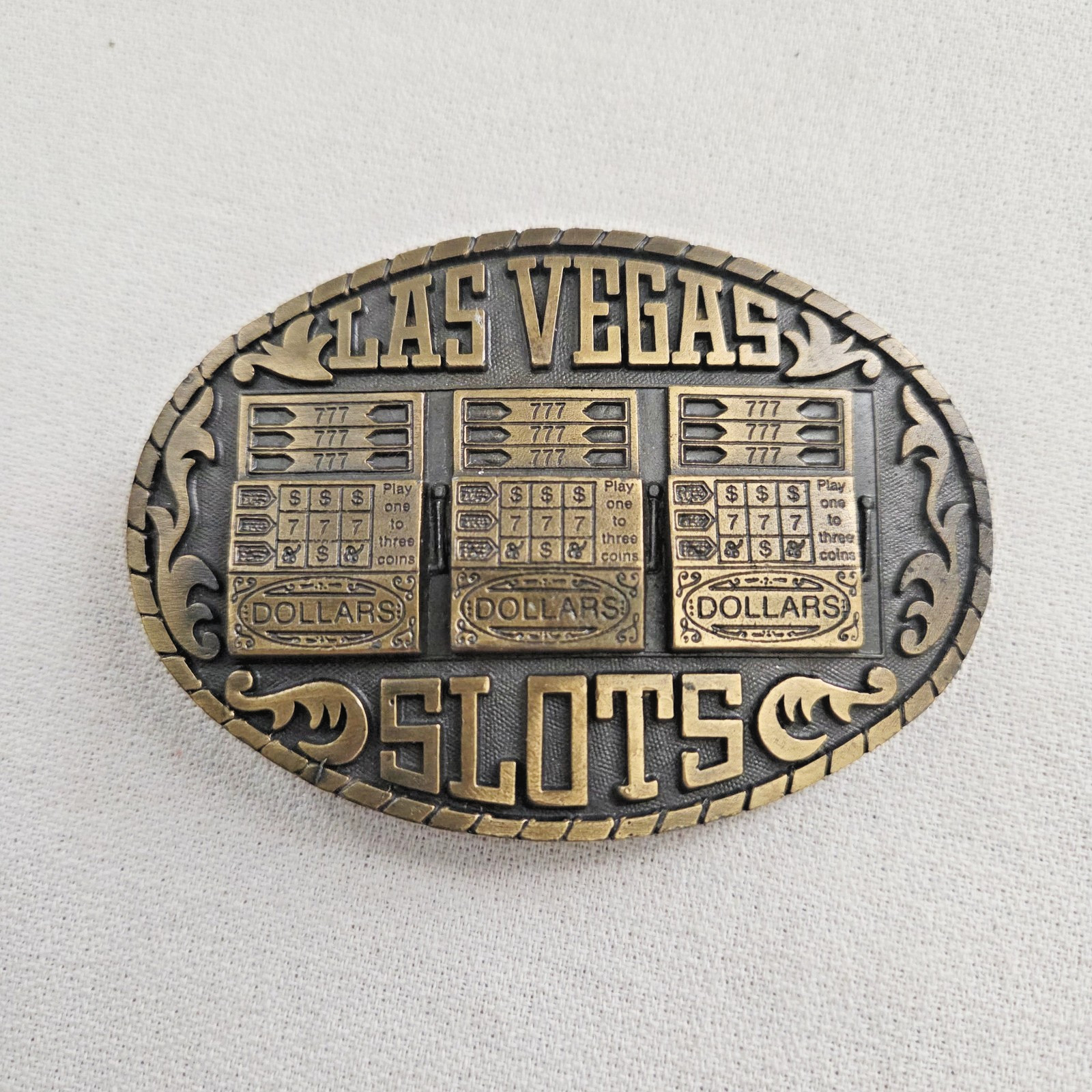 Belt Buckle – Pacific Brass and Buckle Indiana Metal Craft 1983 Las Vegas Slots