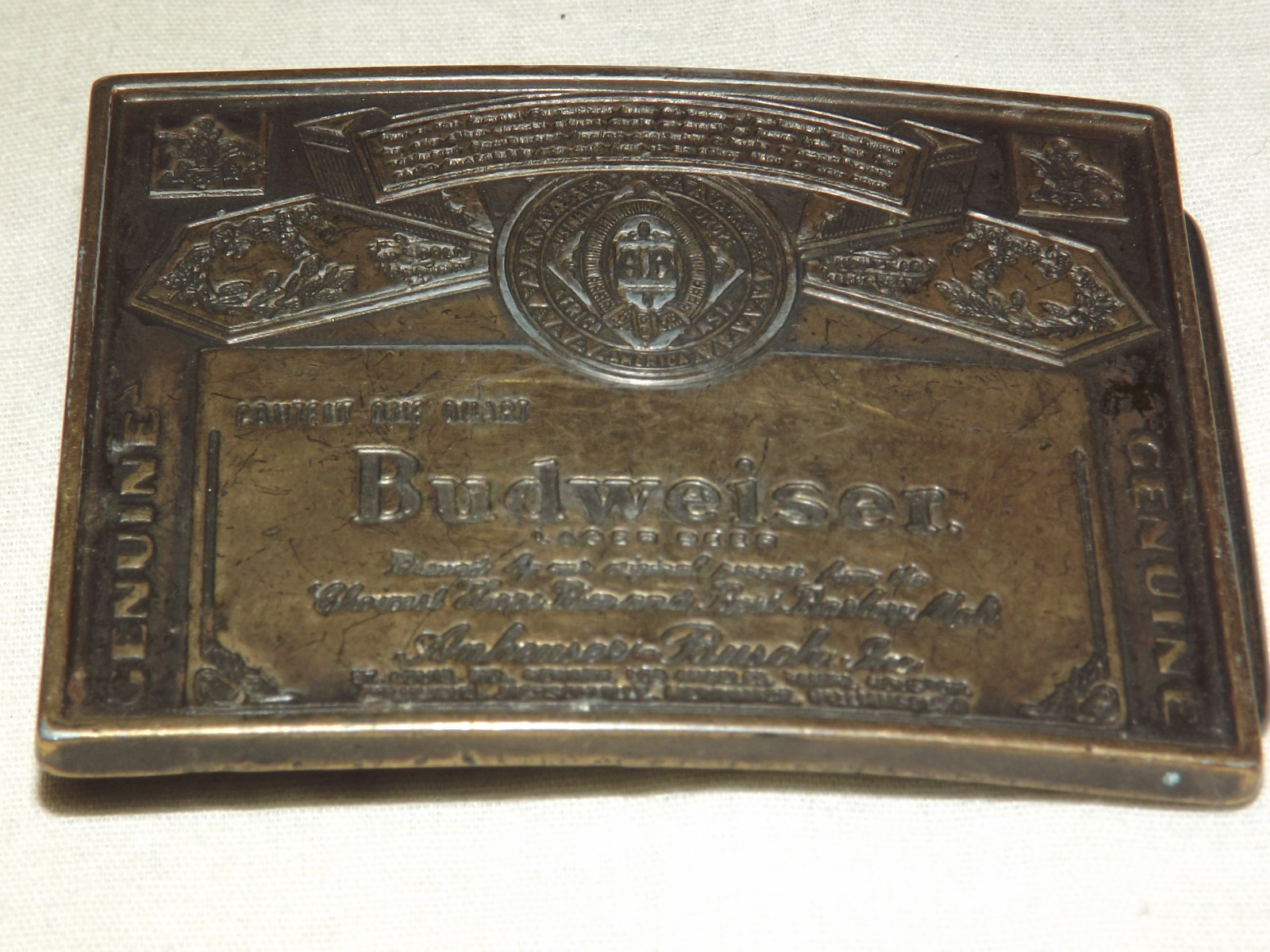 VINTAGE GENUINE BUDWEISER BEER BELT BUCKLE