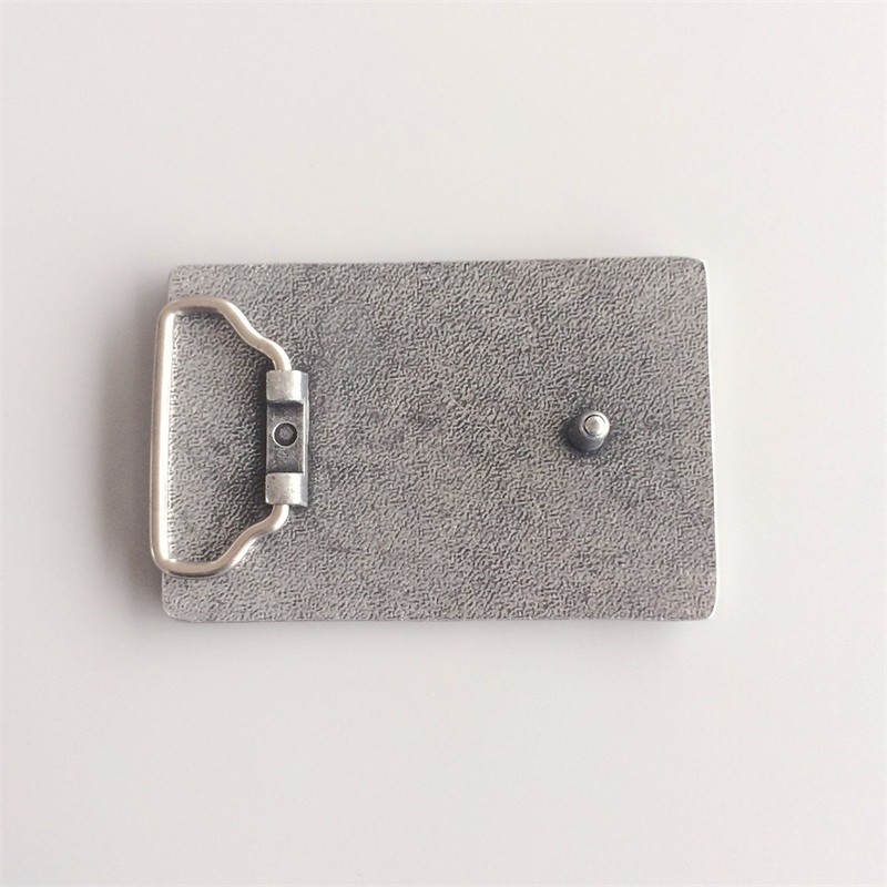 Antique Brushed Silver Black Enamel Casino Rectangle Belt Buckle also US Stock