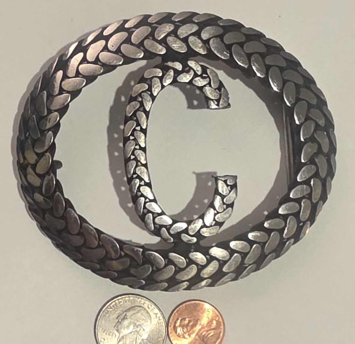 Vintage Metal Belt Buckle, Big Size, Nice Letter C, Initial C, Nice Western
