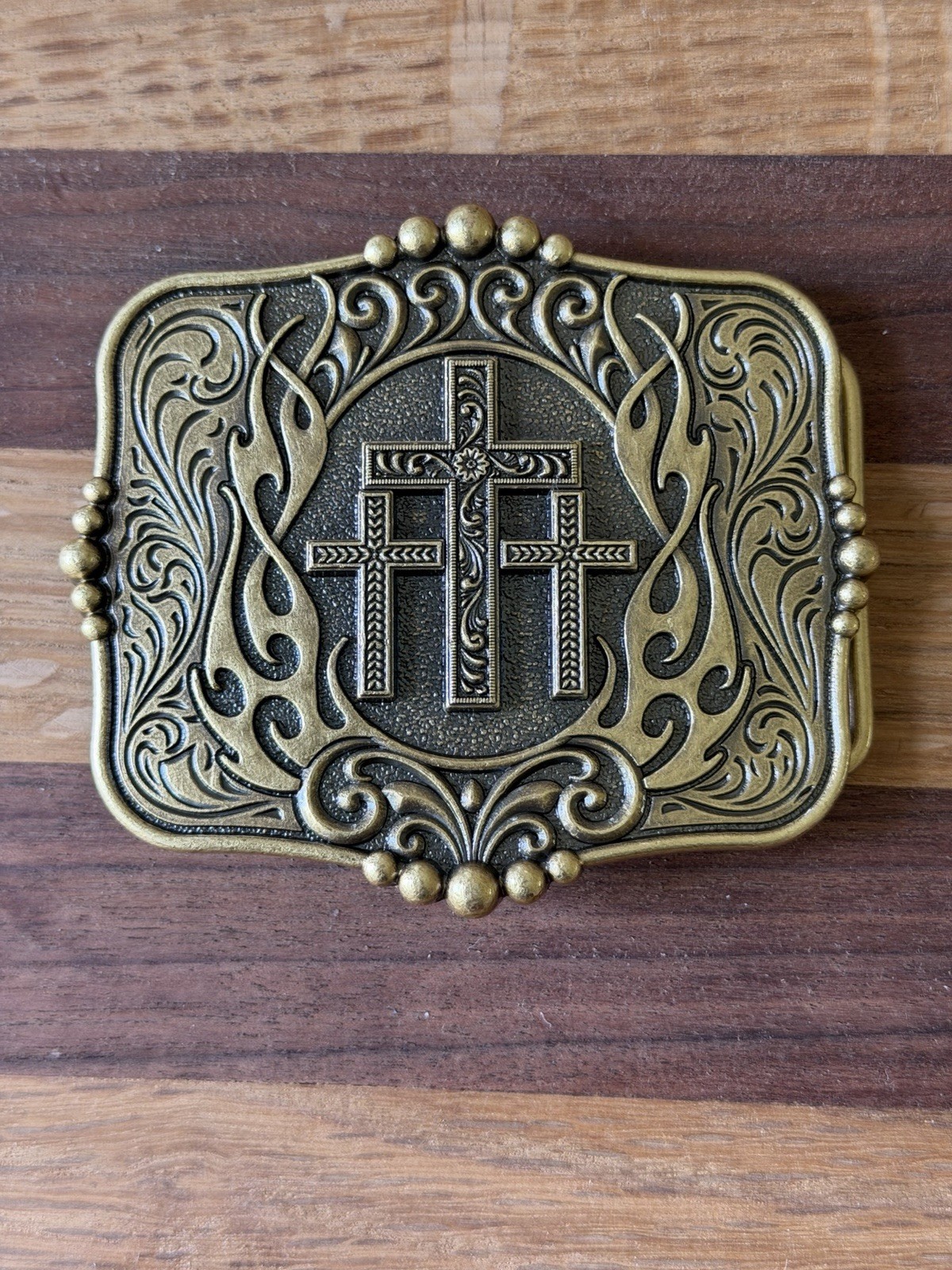 Religious Cross Floral Engraved Western Belt Buckle Perfect Gift For him