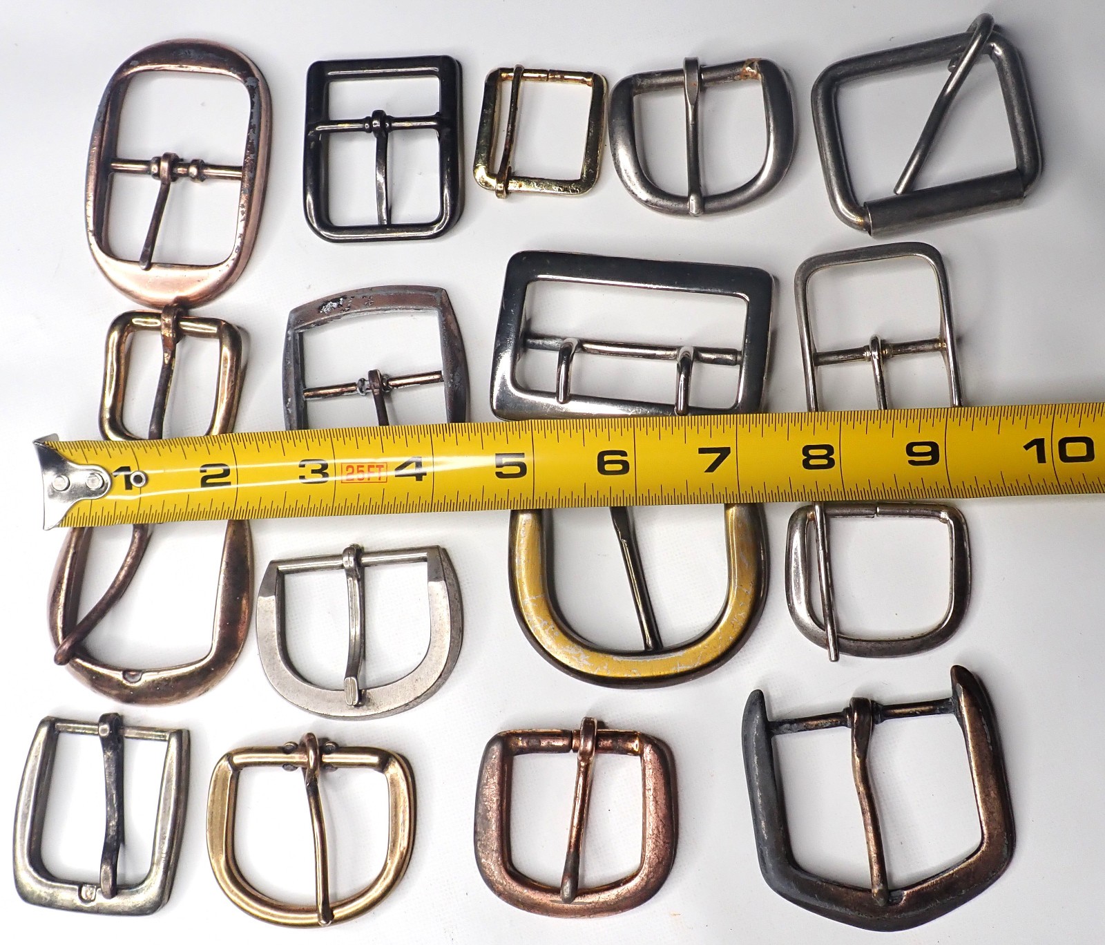Lot of 17 Vintage Belt Buckles Mixed Sizes Finishes Brass Steel Levi&rsquo;s Prym Leat