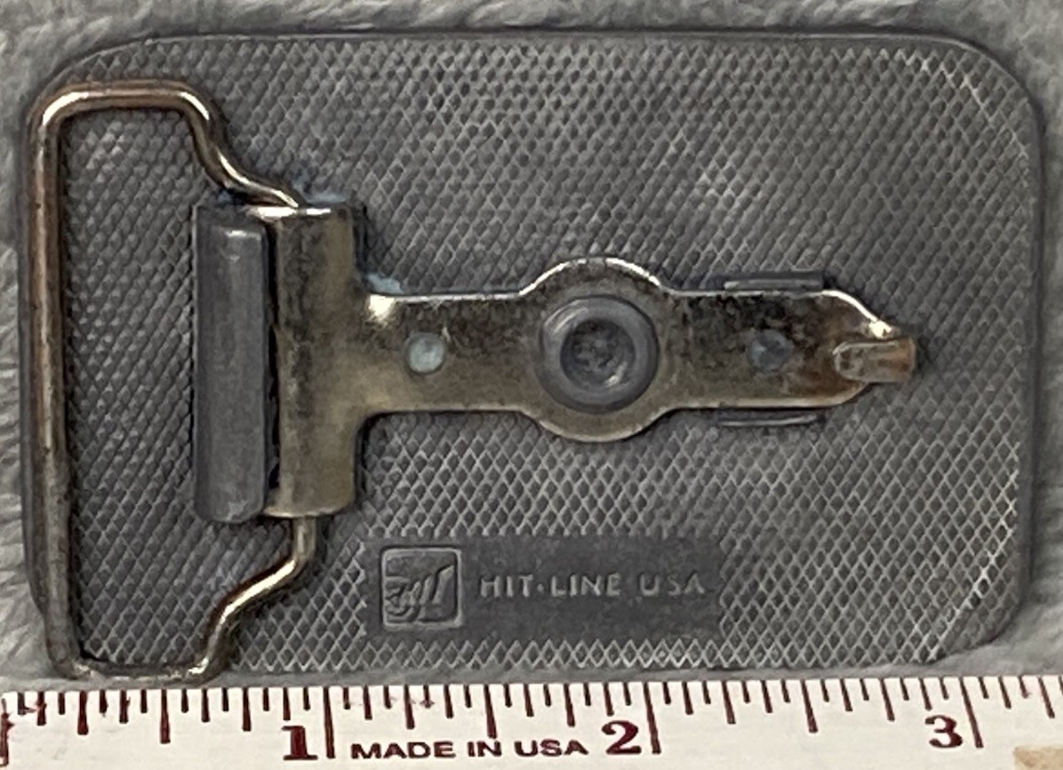 Vintage Hit Line USA MA Silver Tone Belt Buckle 3-1/2” x 2”