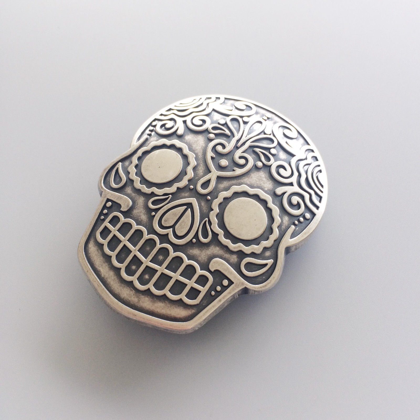 Vintage Silver Plated Tattoo Emo Skull Belt Buckle Gurtelschnalle