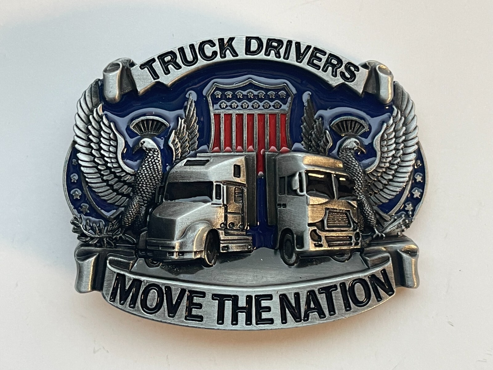 Truck Driver Belt Buckle Big Rig Semi Trucks American West USA Flag Trucker Belt