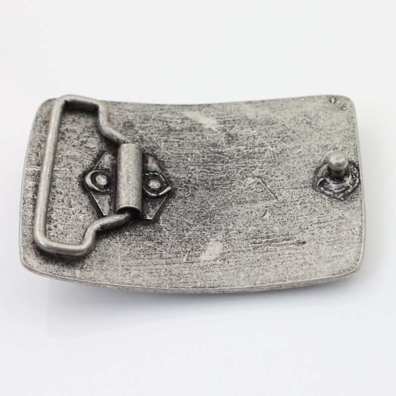 Belt Buckle Skull, Skull on Fire, Dark Silver