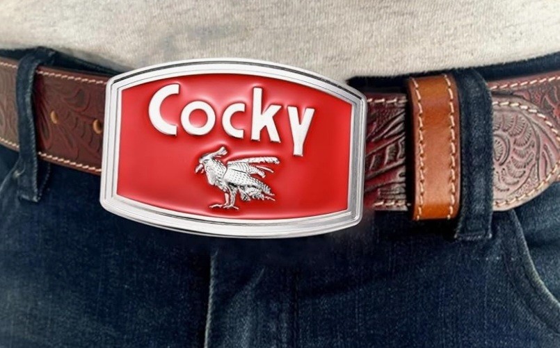 Red Silver cocky Bird Metal Belt Buckle Oval 8.7cm