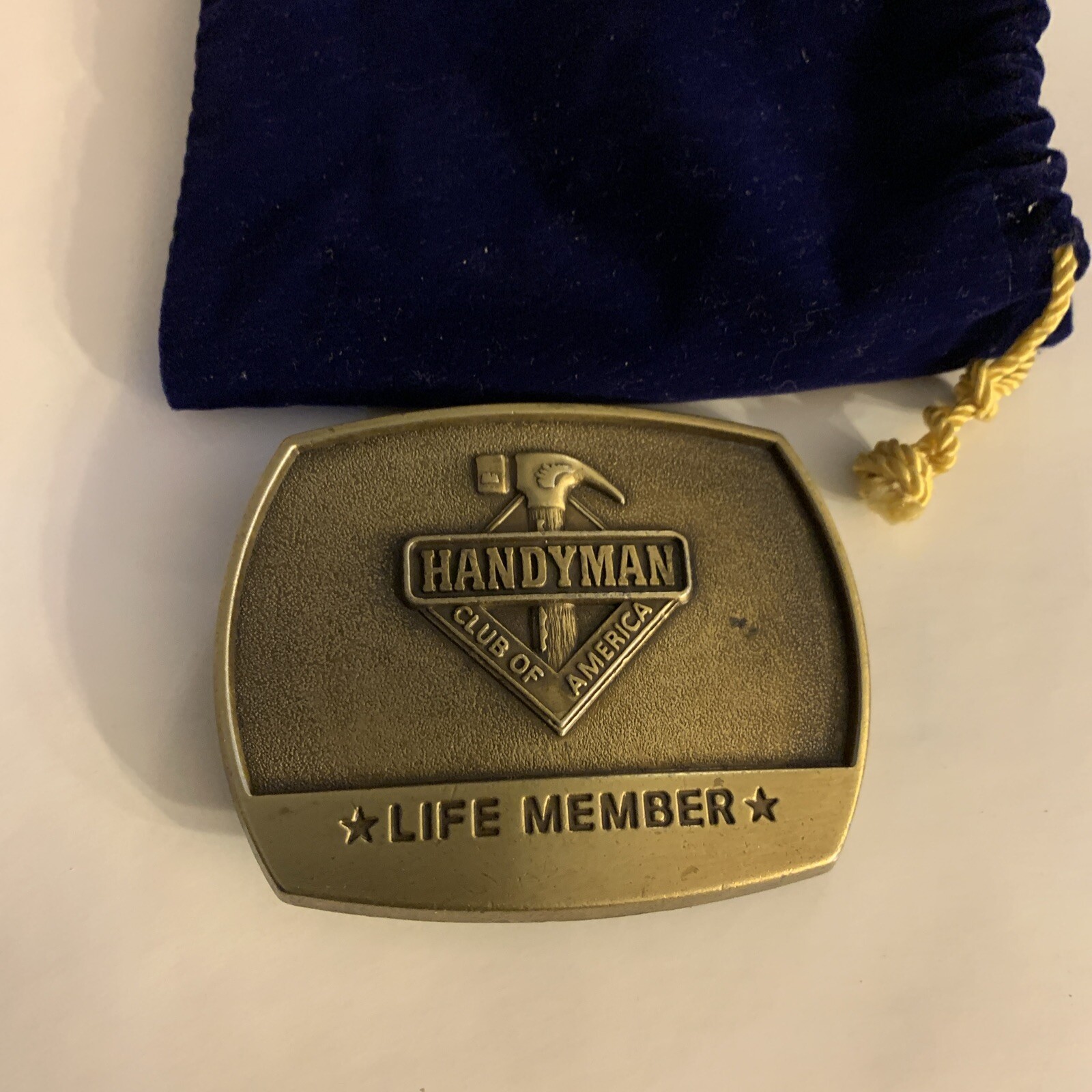 1996 Brass Belt Buckle Handyman Club of America Life Member Vintage