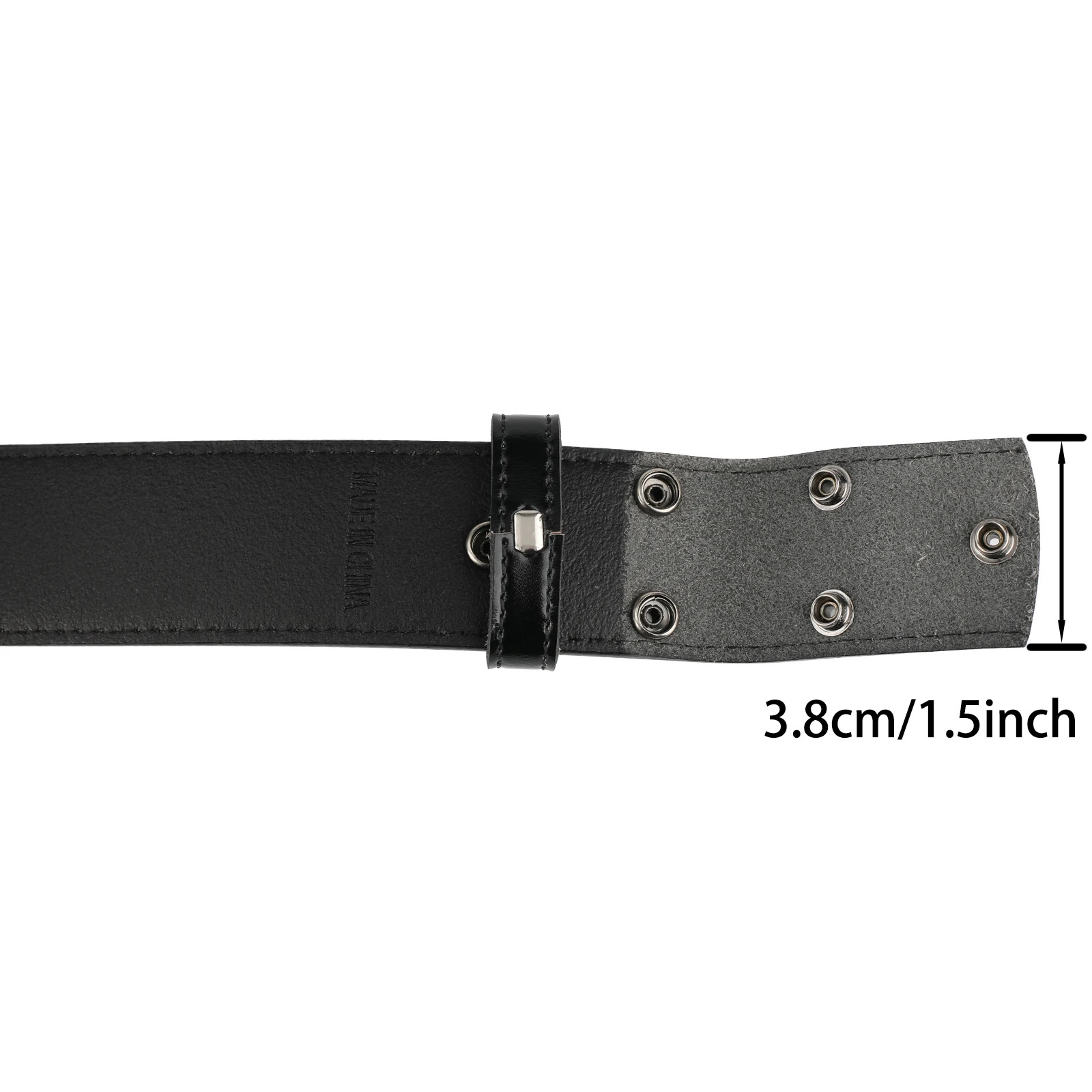 Handmade Men&rsquo;s Press Button Belt Full Grain Leather Without Buckle 1-1/2 Wide