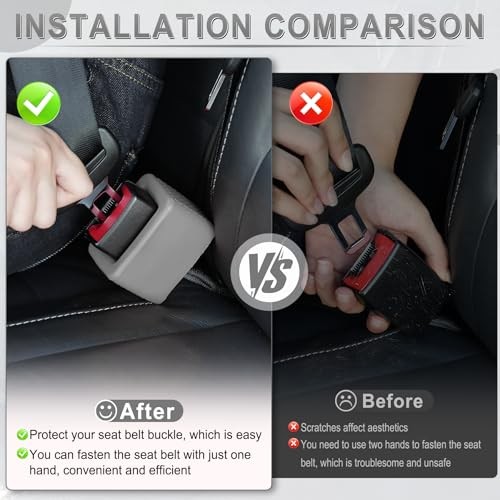 2PCS Seat Belt Buckle Holder, Universal Silicone Rear Seat Belt Booster & Gray