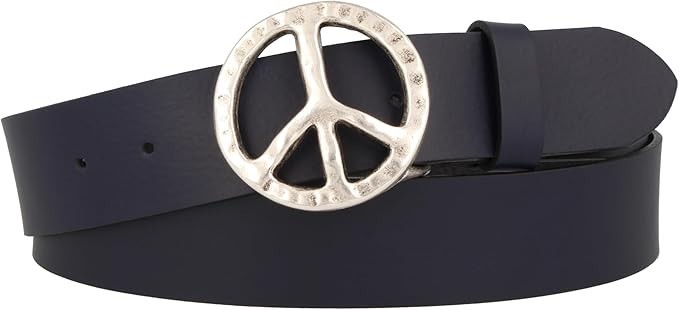 Peace Sign Belt Buckle in Antique Copper, Antique Rustic Interchangeable Buckle