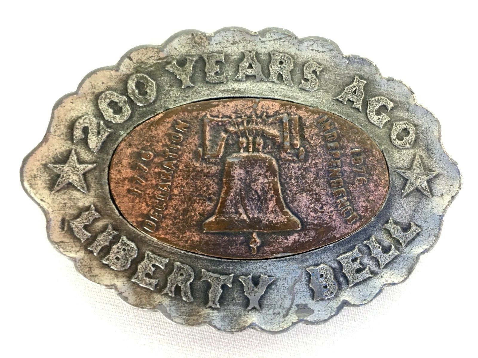 Belt Buckle Oval Patina Mixed Metal 200 Years Ago Liberty Bell