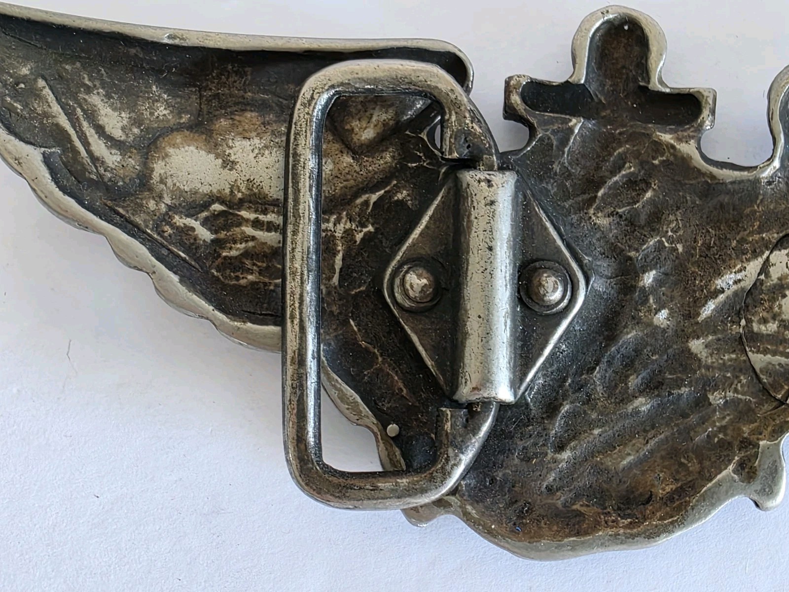 Vintage Military US Army Air Force? Aviator Badge Pilot Wings Shield Belt Buckle