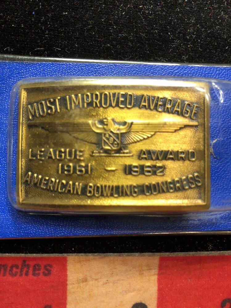 VTG BOWLING BELT BUCKLE 1961-1962 In Package ABC BOWLING MOST IMPROVED AVERAGE
